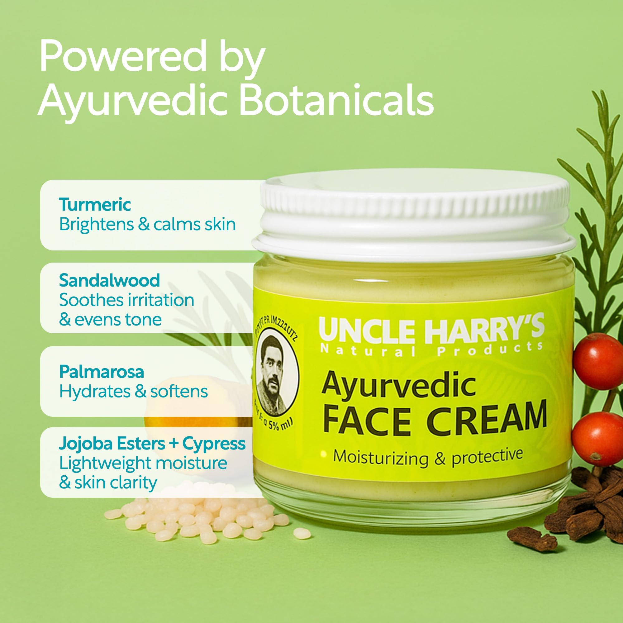 Uncle Harry's Ayurvedic Face Cream with Jojoba Esters and Essential Oils