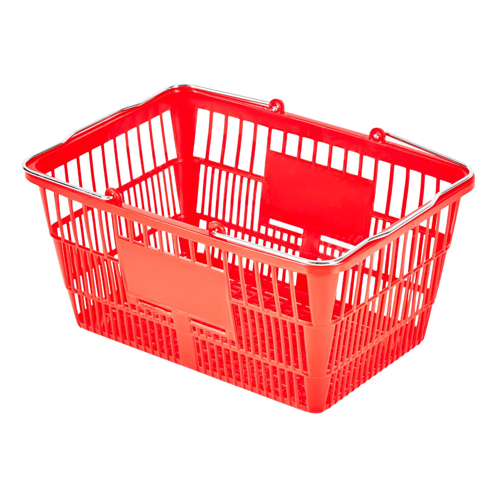 VEVOR Cestas de la Compra Apilables, Plástico PE, 21 L, con Asas Metálicas, Estructura de Malla Densa, Carga 9,07 kg, para Supermercados, Tiendas, Tiendas Minoristas y Uso Doméstico, Rojo, 12 uds