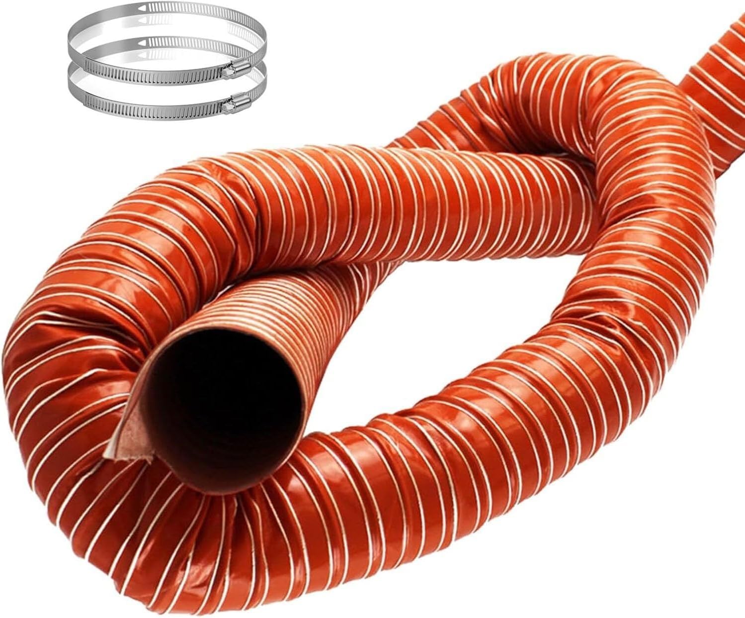 Long 13ft High Temperature Resistance Dryer Exhaust Hose, Flexible Duct Vent Kit with Steel Wire ＆ Clamp,HVAC Air Duct Replacement For Tight Space,(305mm(12"))