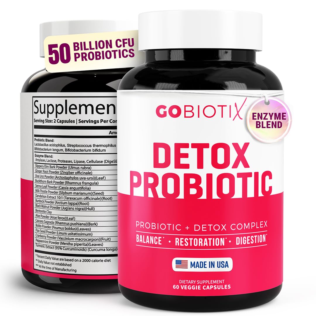 GOBIOTIX Suplemento prebiótico e probiótico com cúrcuma, enzimas digestivas e 50 bilhões de UFC, 60 cápsulas