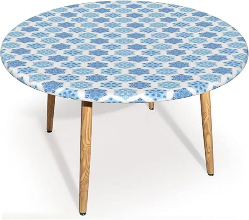 Mantel redondo de mandala azul, para interiores, cocina, comedor, fiesta o al aire libre, resistente al aceite, a las manchas, mantel redondo