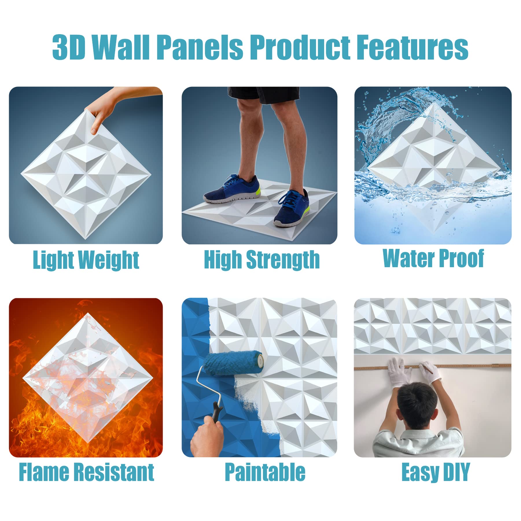 MIX3D 3D Wall Panel, White Wall Panels for Interior Wall Decor, Pack of ...