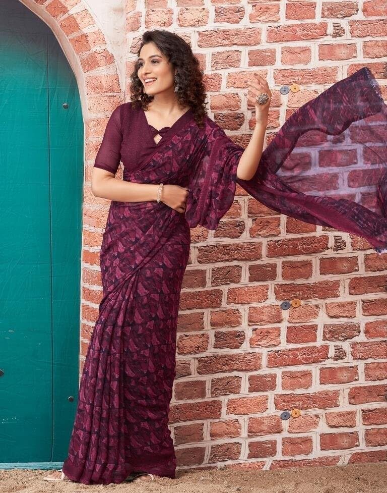Image of Shiv Textiles Womens Shiv Textiles Women's Georgette Printed Saree