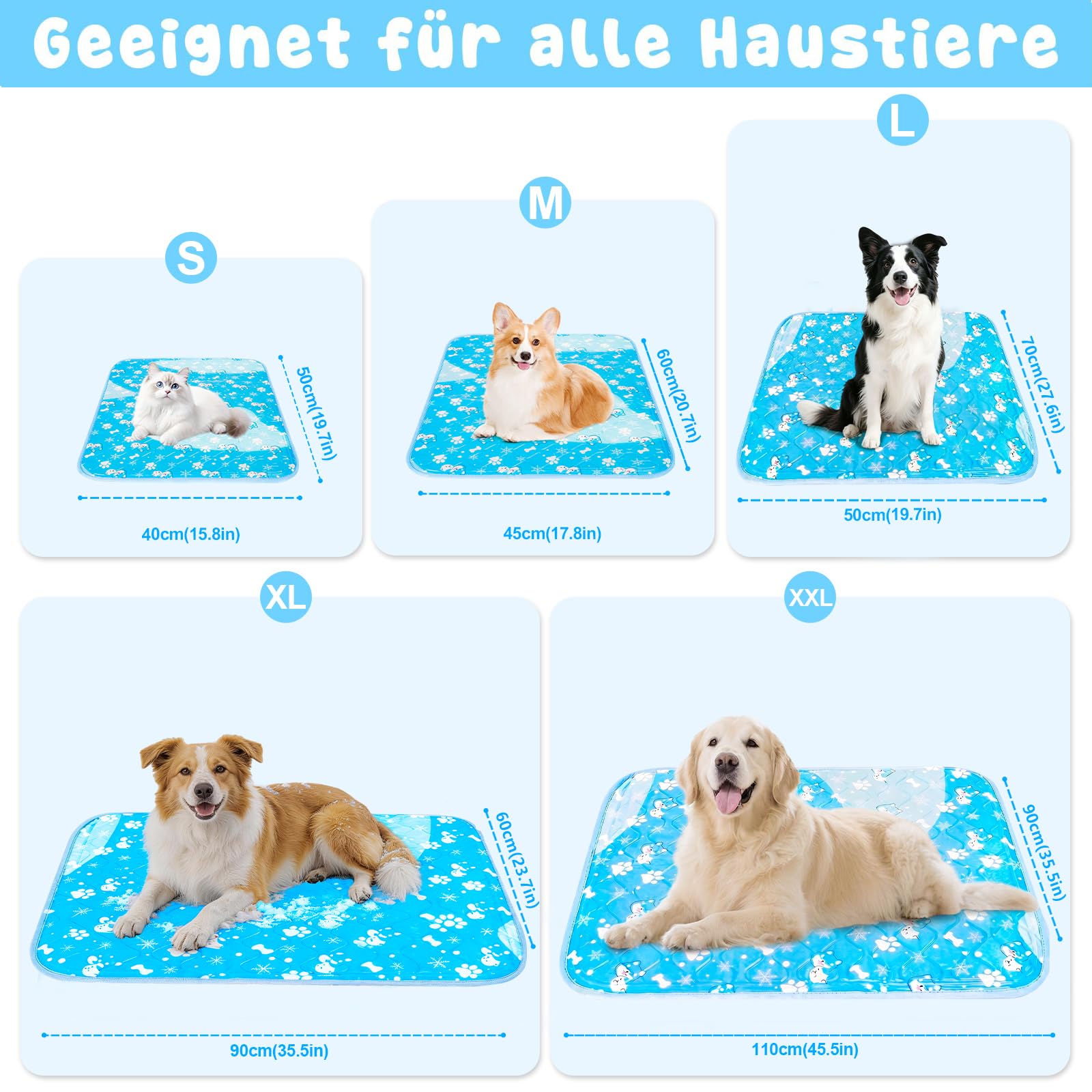 Tappetino refrigerante per cani 90x60cm extra spesso e autrostimolante, perfetto per l'estate e i viaggi, per cani di taglia piccola, media e grande, pieghevole e facile da pulire