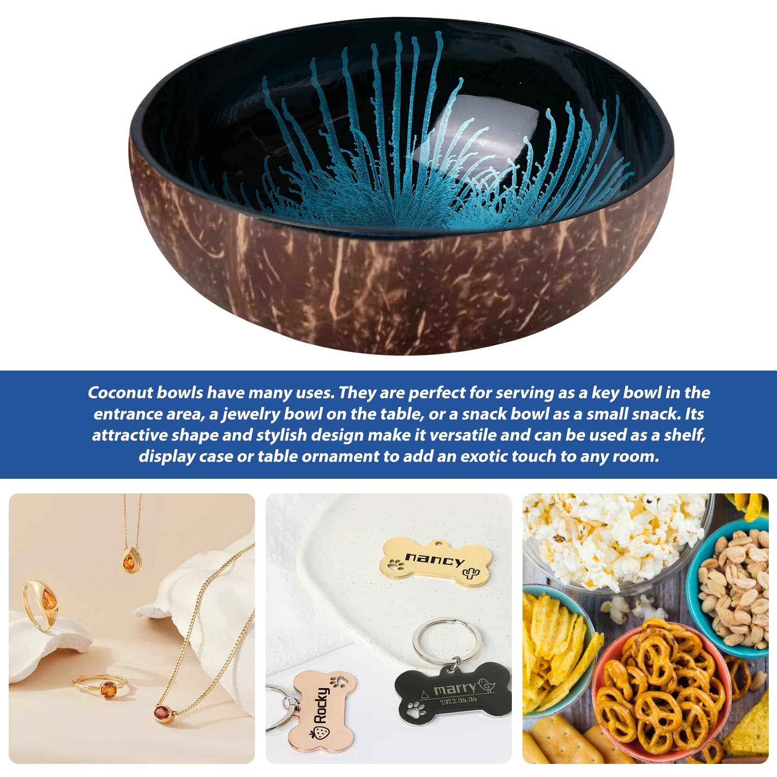 Ciotole In Noce Di Cocco Set Da 2 - Bowl Fatte A Mano, Biodegradabili, Con Cucchiai, Ecologiche E Riutilizzabili - Foto 6