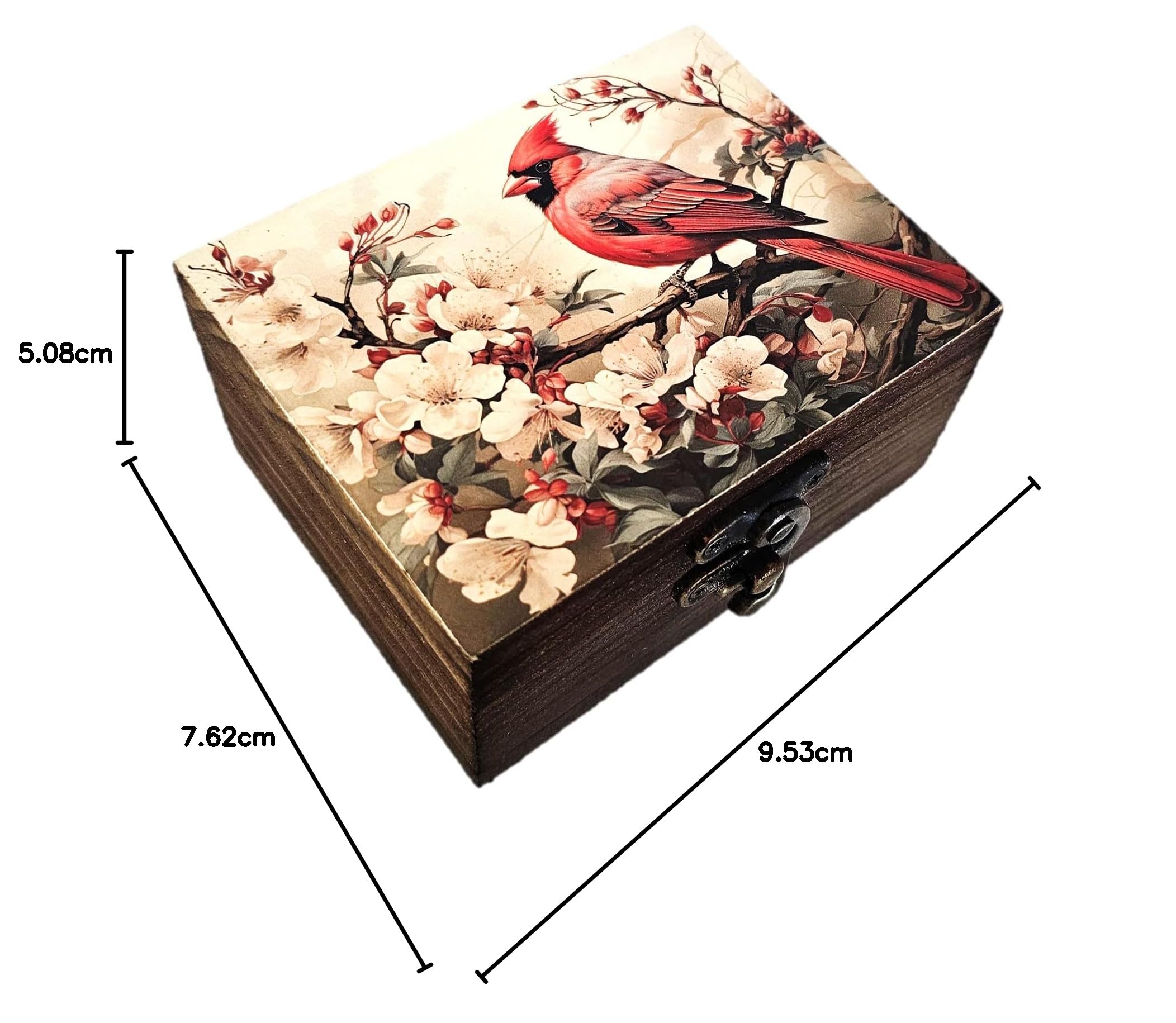 Boîte à Bijoux Vintage Décor Floral Et Oiseaux - Occasion Avec Traces D'usure - Décoration