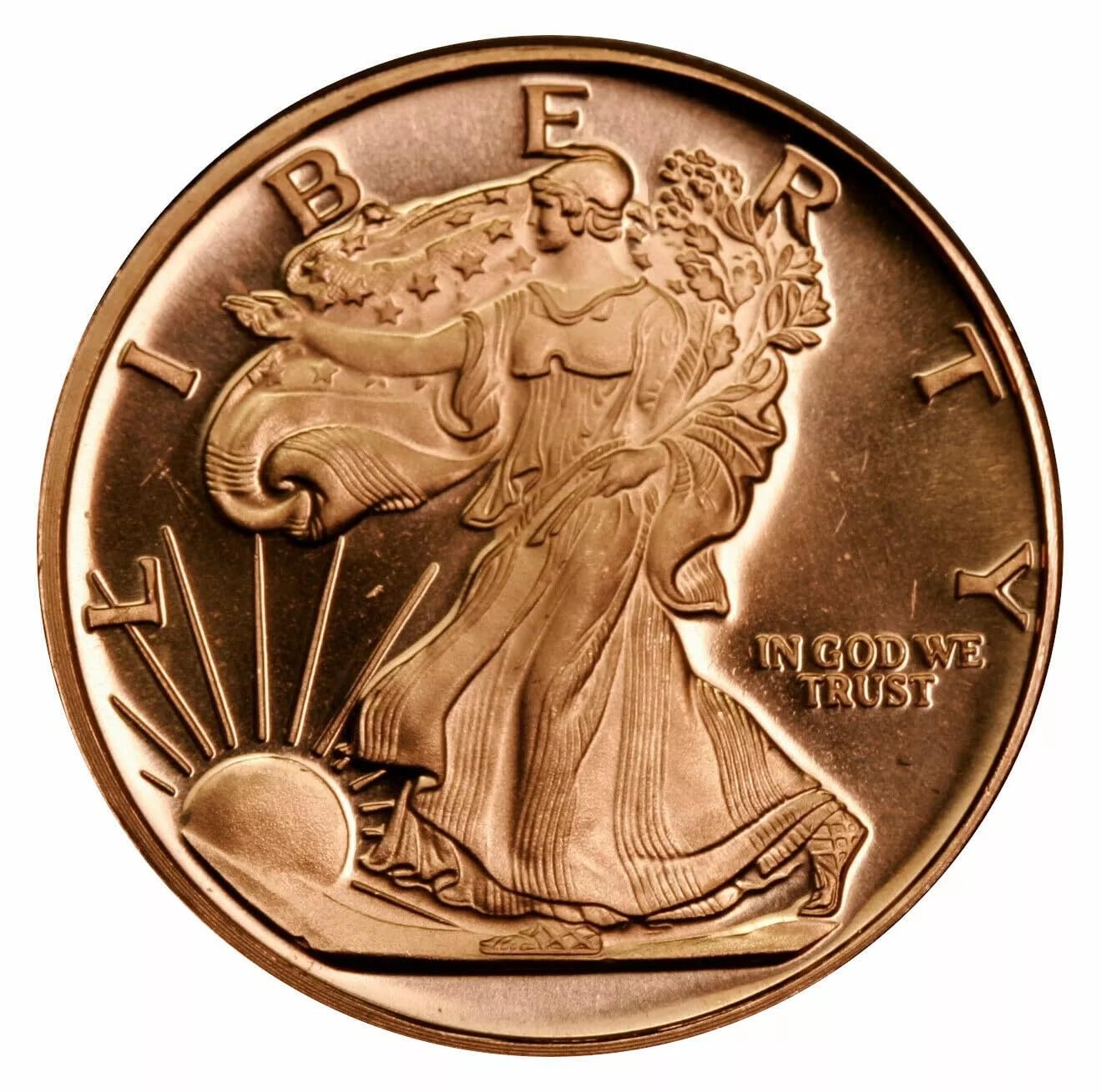 1oz Walking Liberty .999 Fine Copper Round Size: 39mm