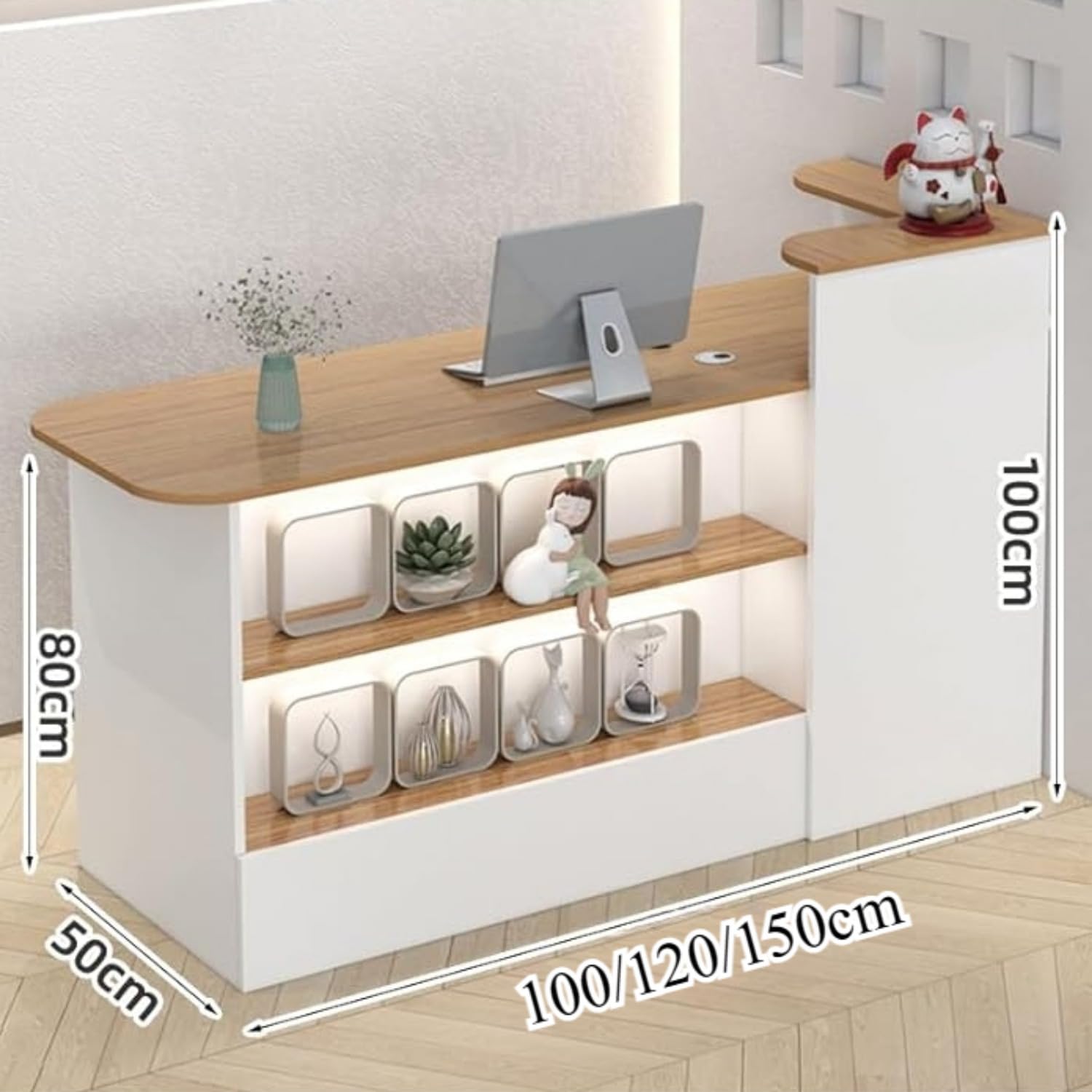 Amazon.co.jp: Pazzfre 無垢材製多用途カウンターテーブル 受付/レジ 