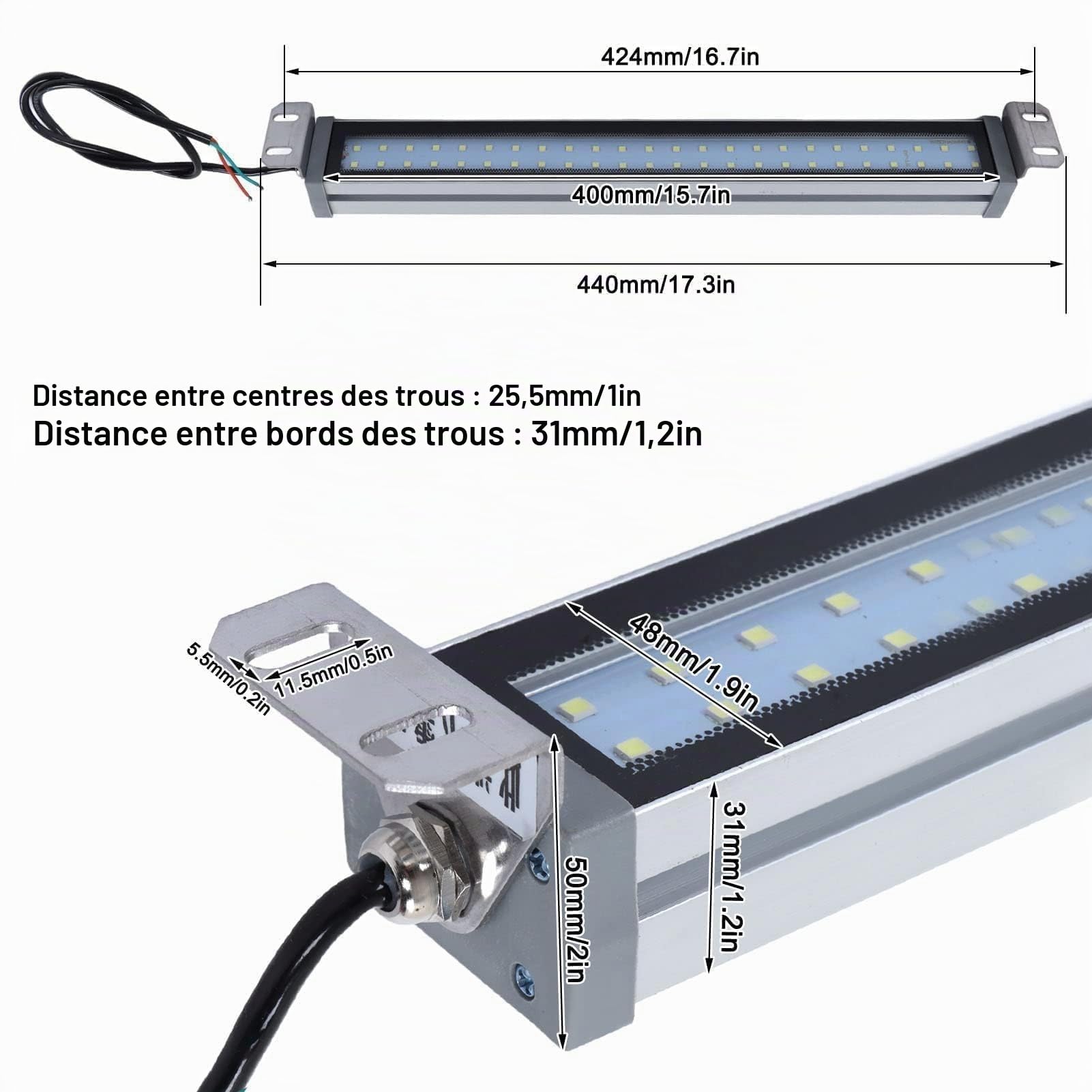 Agatige 24V 12W IP67 Lumière Industrielle Machine Tube LED, éclairage Anti-Déflagrant LED Machine Commande Numérique Par Ordinateur, éclairage Intérieur Bande Lumineuse Feux Travail Machinesoutils