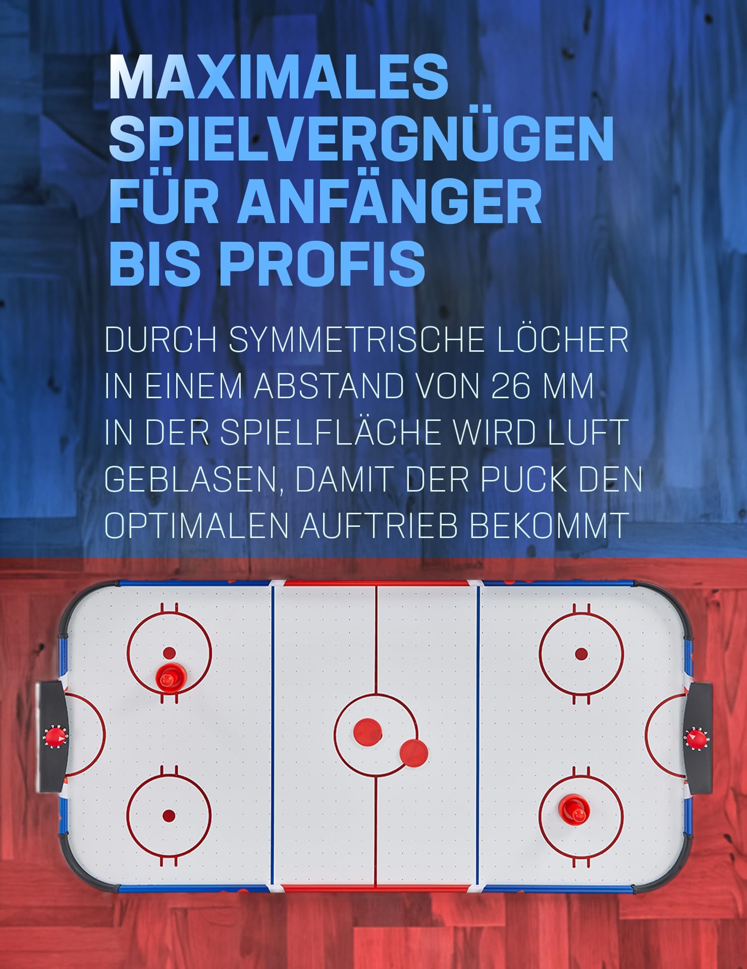 MUWO Air Hockey Mesa de Hockey 122x61x79 cm con 2 Discos y 2 Push