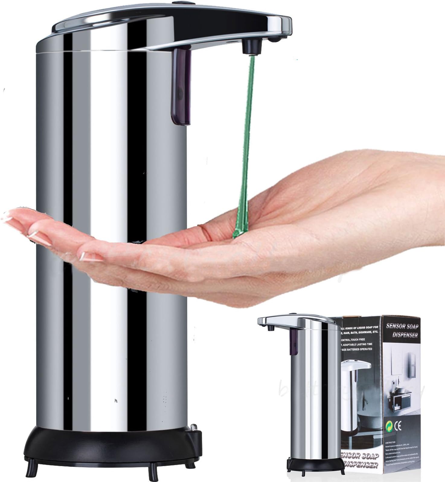 Stainless Steel Hands Free Automatic IR Sensor Touchless Soap Liquid Dispenser with Waterproof Case Best for Bathroom or Kitchen Sink