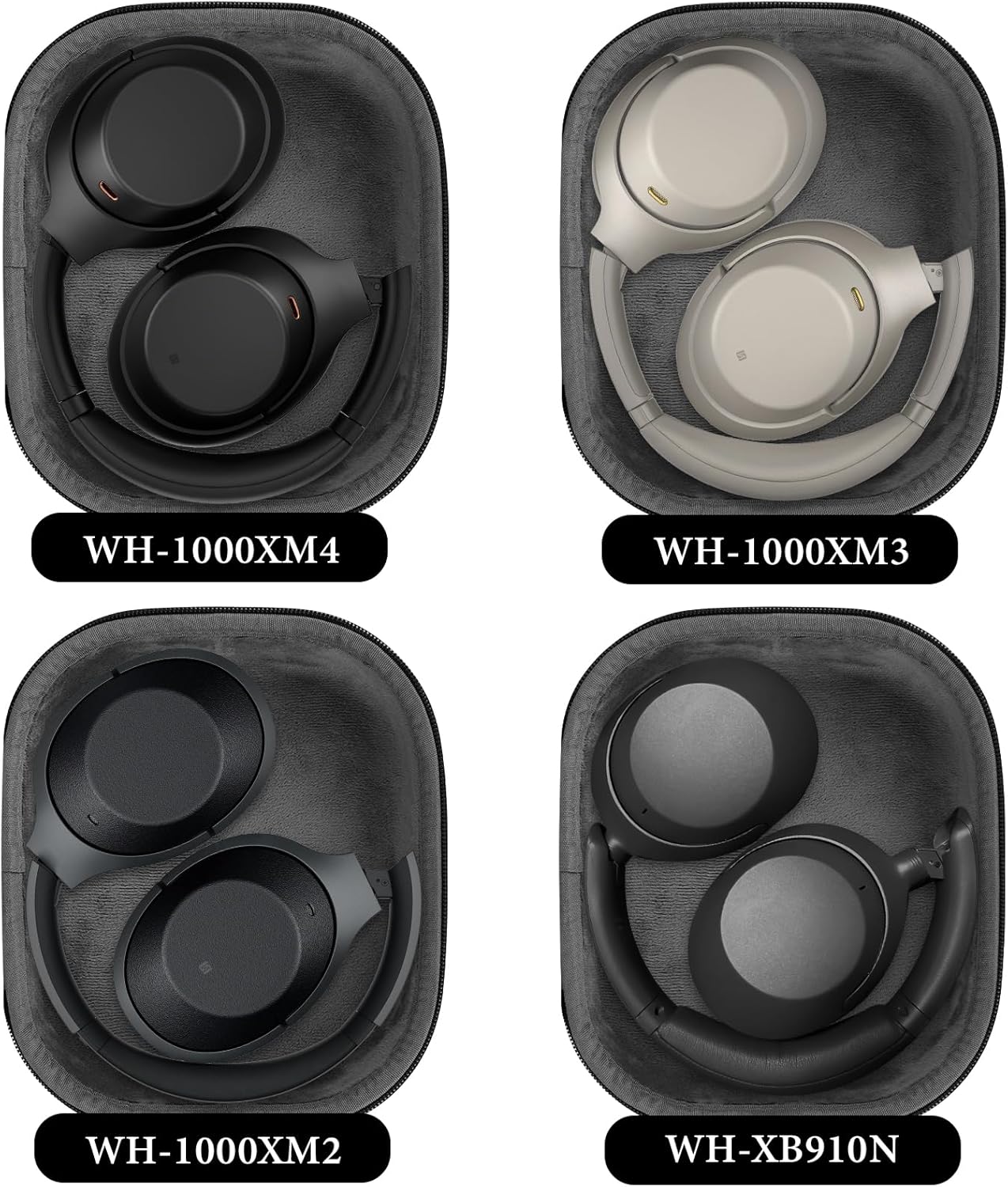 Linkidea Headphones Carrying Case Compatible with Sony WH-1000XM6, WH-1000XM4, WH1000XM3, WH-XB900N, MDR-1000X, Protective Hard Shell Travel Bag with Cable, Charger Storage (Black) - Image 4