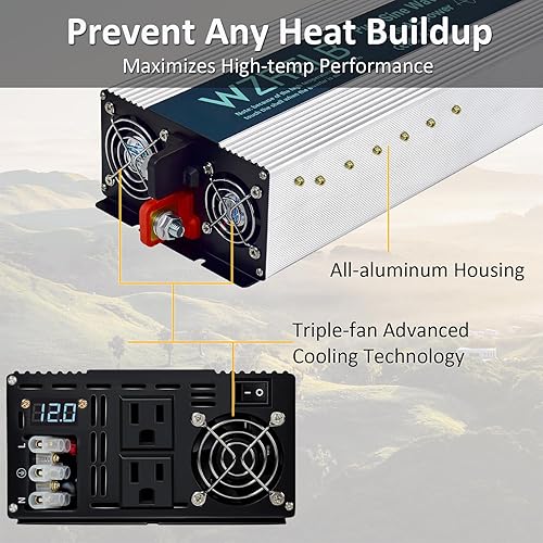 Vista 18 de WZRELB Inversor de energía solar de onda sinusoidal pura de 1500W 12V 120V con interruptor de control remoto
