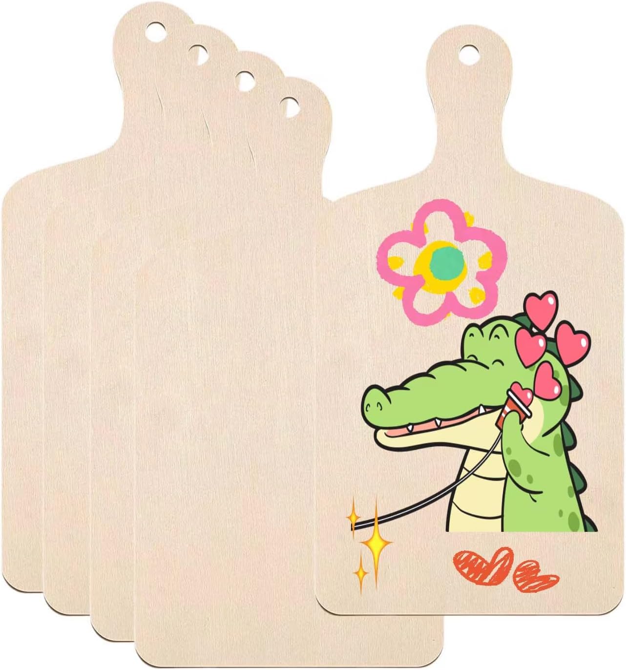 Pack 5 tablas de cortar de madera sin acabado 30x12.7x0.25 cm miniatura 7