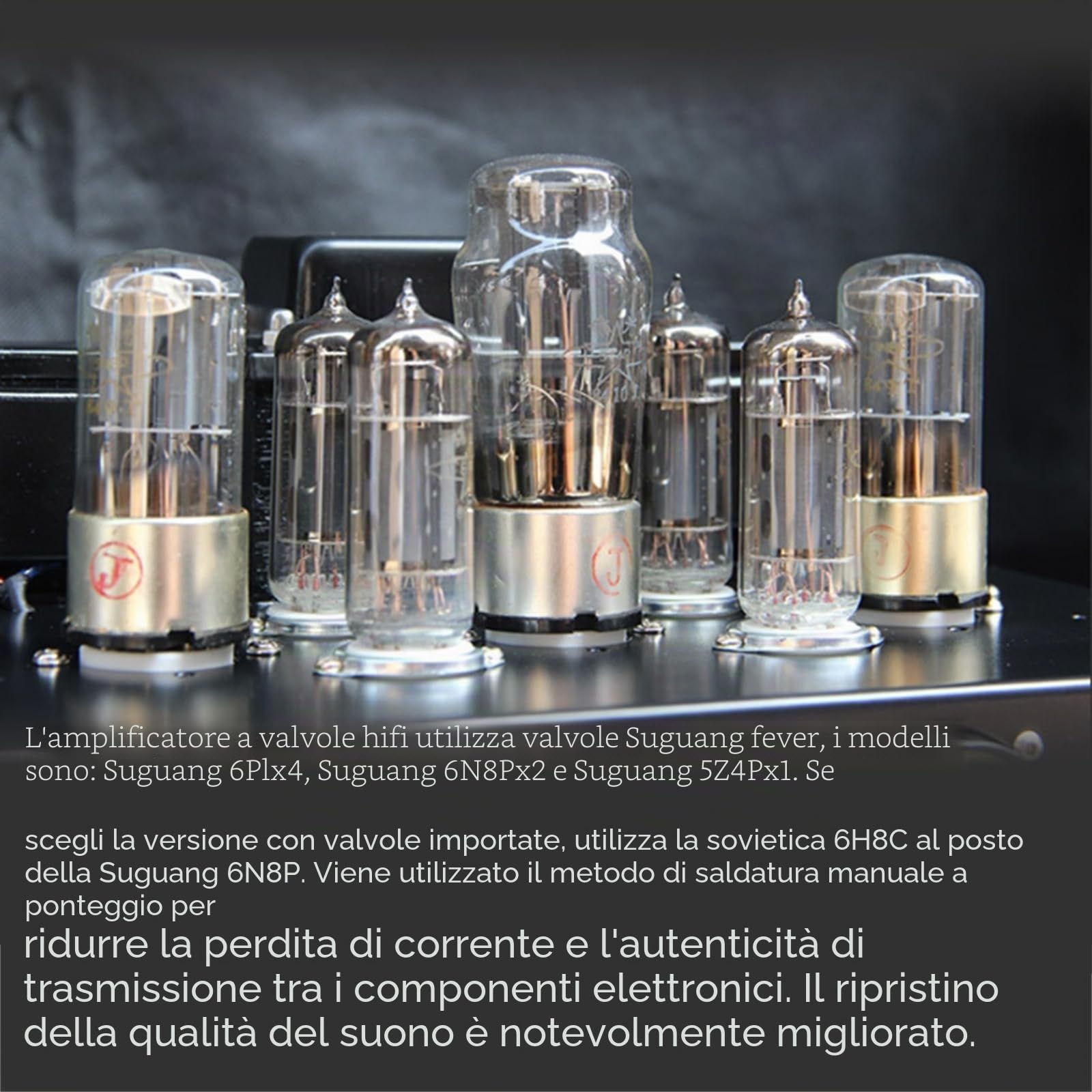 Amplificatore HiFi a tubo – Amplificatore stereo ibrido di classe a tubo vuoto integrato 6,8 W RMS con trasformatore copertura anti-magnetica per musica audiofile, home theater e giochi
