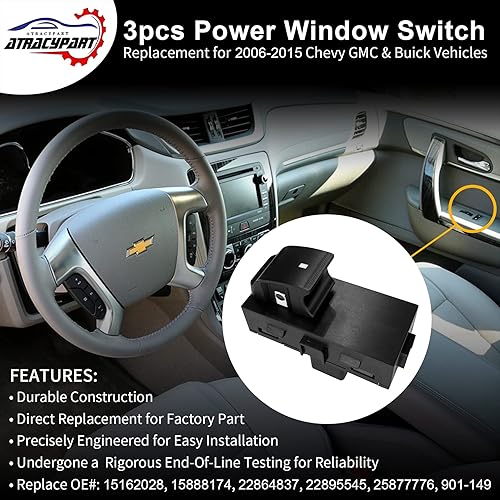 Miniatura 2 de 3 interruptores eléctricos de ventana del pasajero delantero derecho, trasero izquierdo o derecho  Botones de ventana  Reemplazo para vehículos