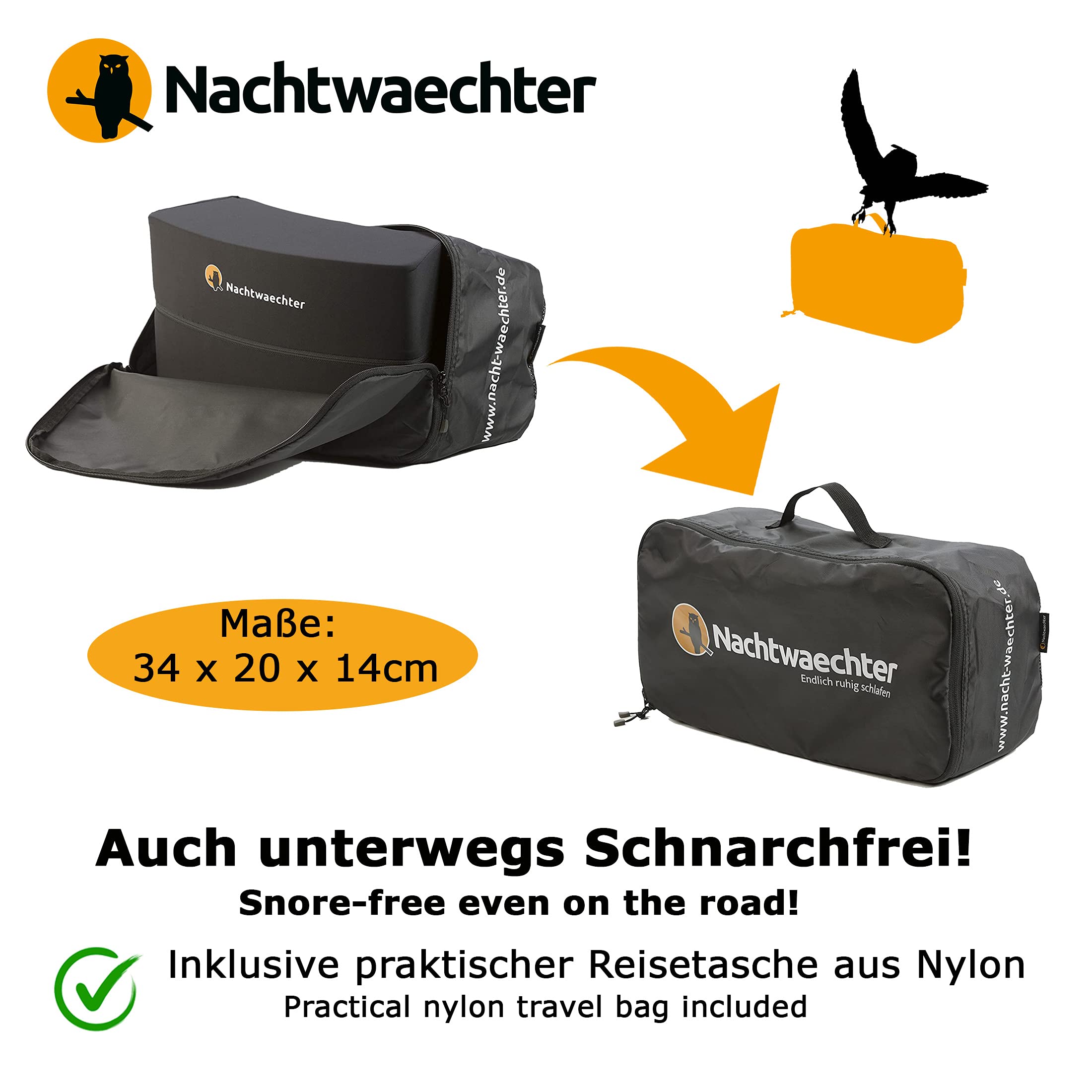Nachtwaechter Anti-Schnarch Set Schlafweste Klettverlängerung Reisetasche Gr. L/XL