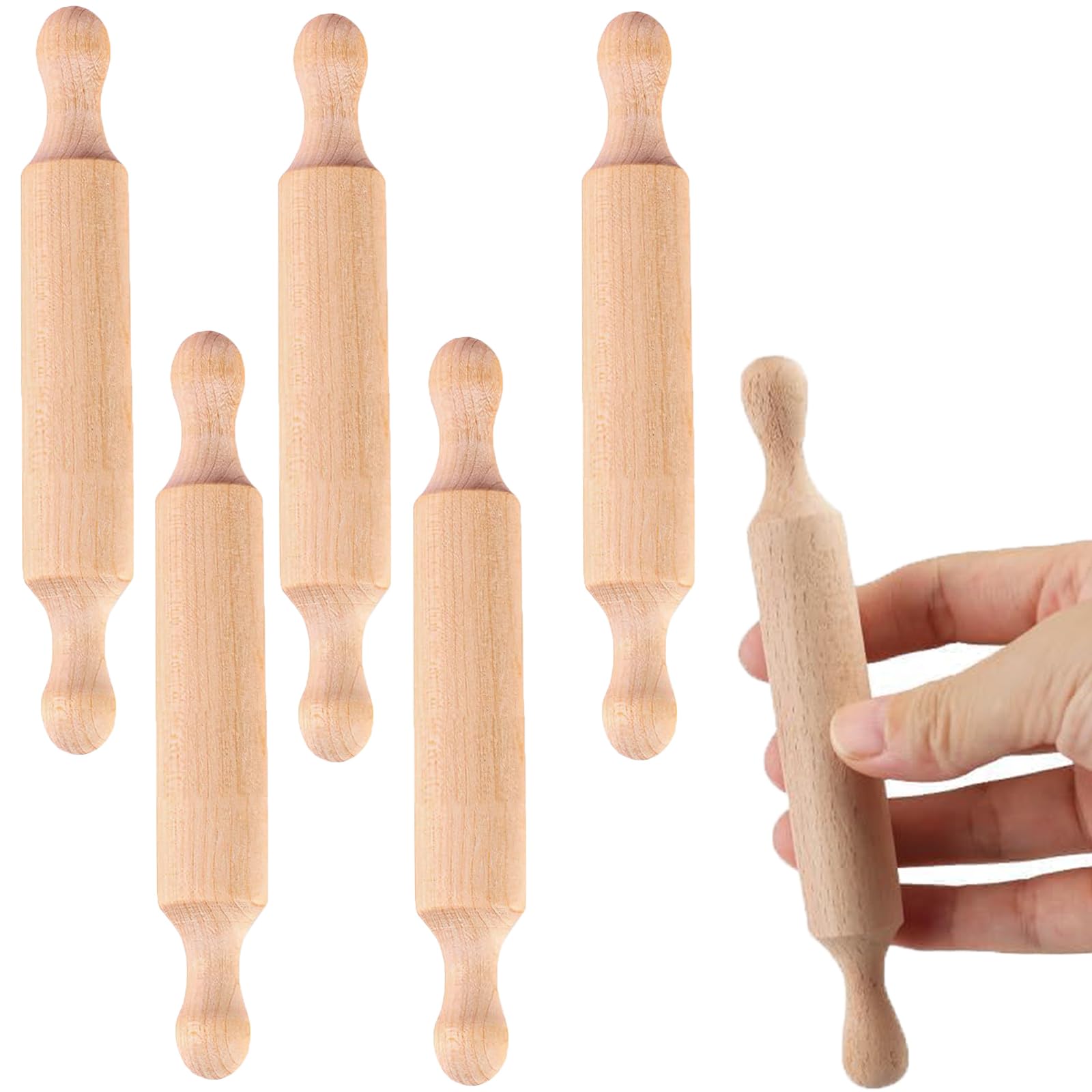 BinPhorm Mini Wooden Rolling Pin,6 PCS Small Rolling Pin