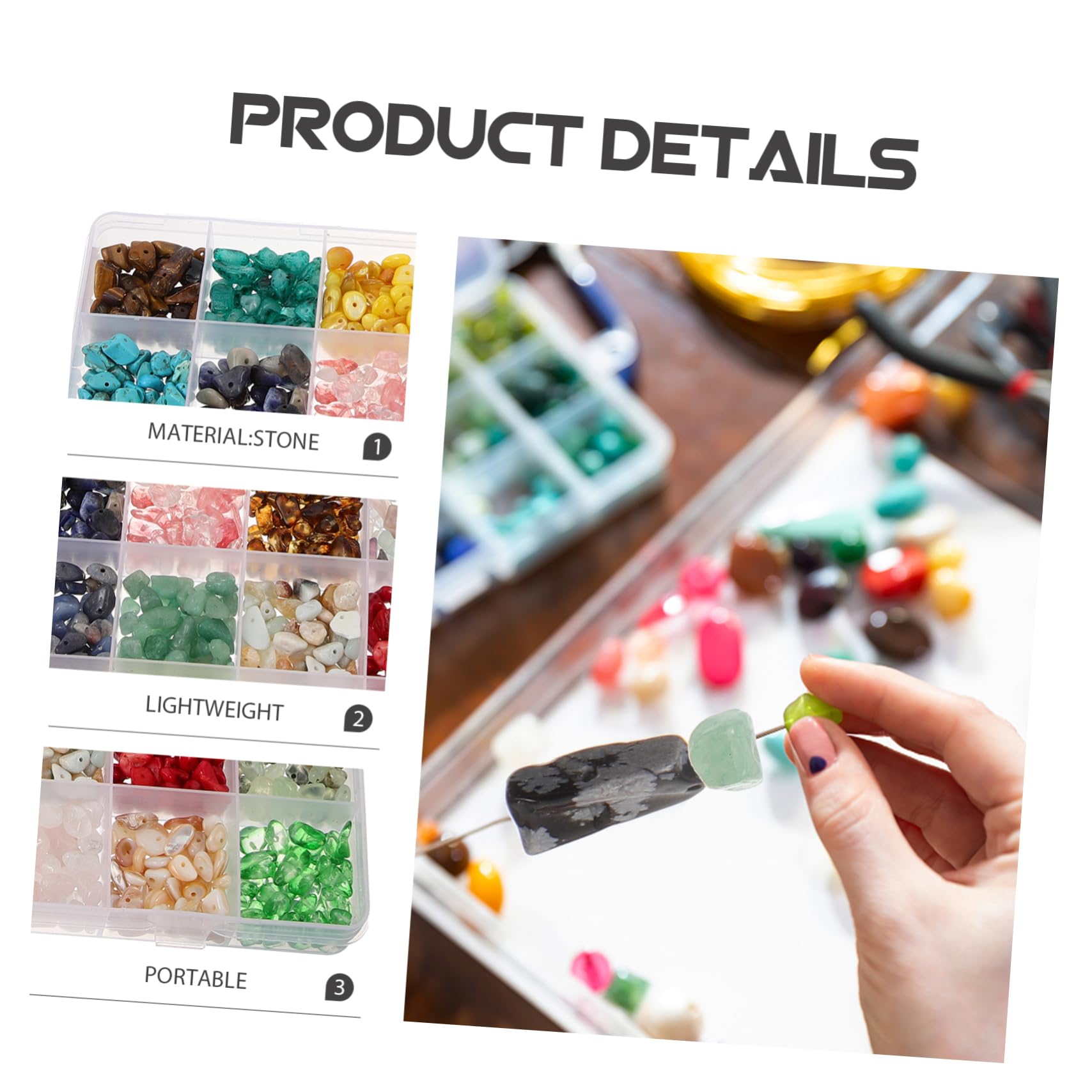 Cuentas Artesanales de Piedra Natural para Pulseras Diy, 24 Compartimentos