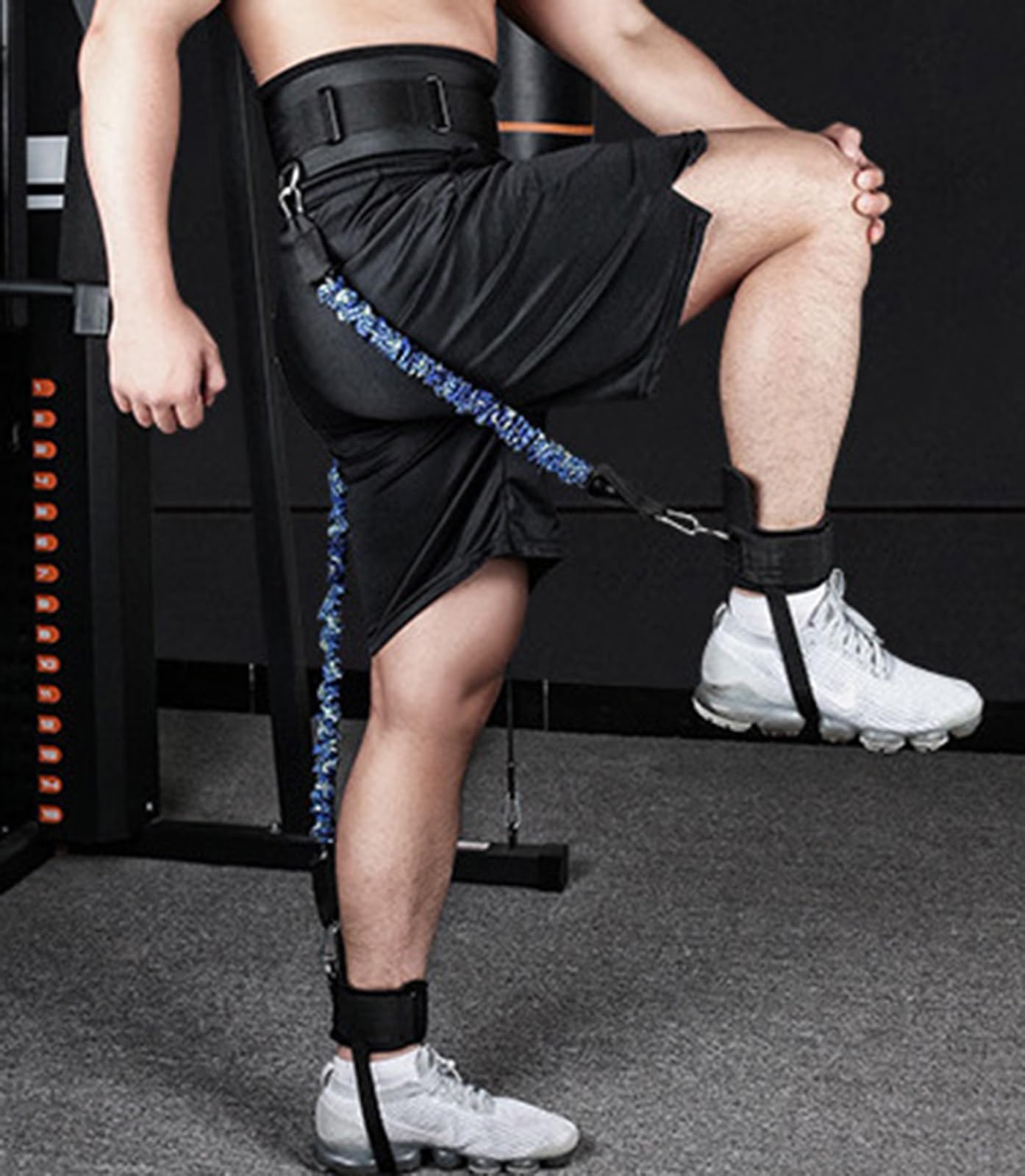 Vertikaler Springtrainer mit verstellbarem Knöchelriemen und Gürtel, horizontales Trainingsgerät, Beinwiderstandsbänder für Basketball, Fußball, Volleyball, Trainingsgeräte