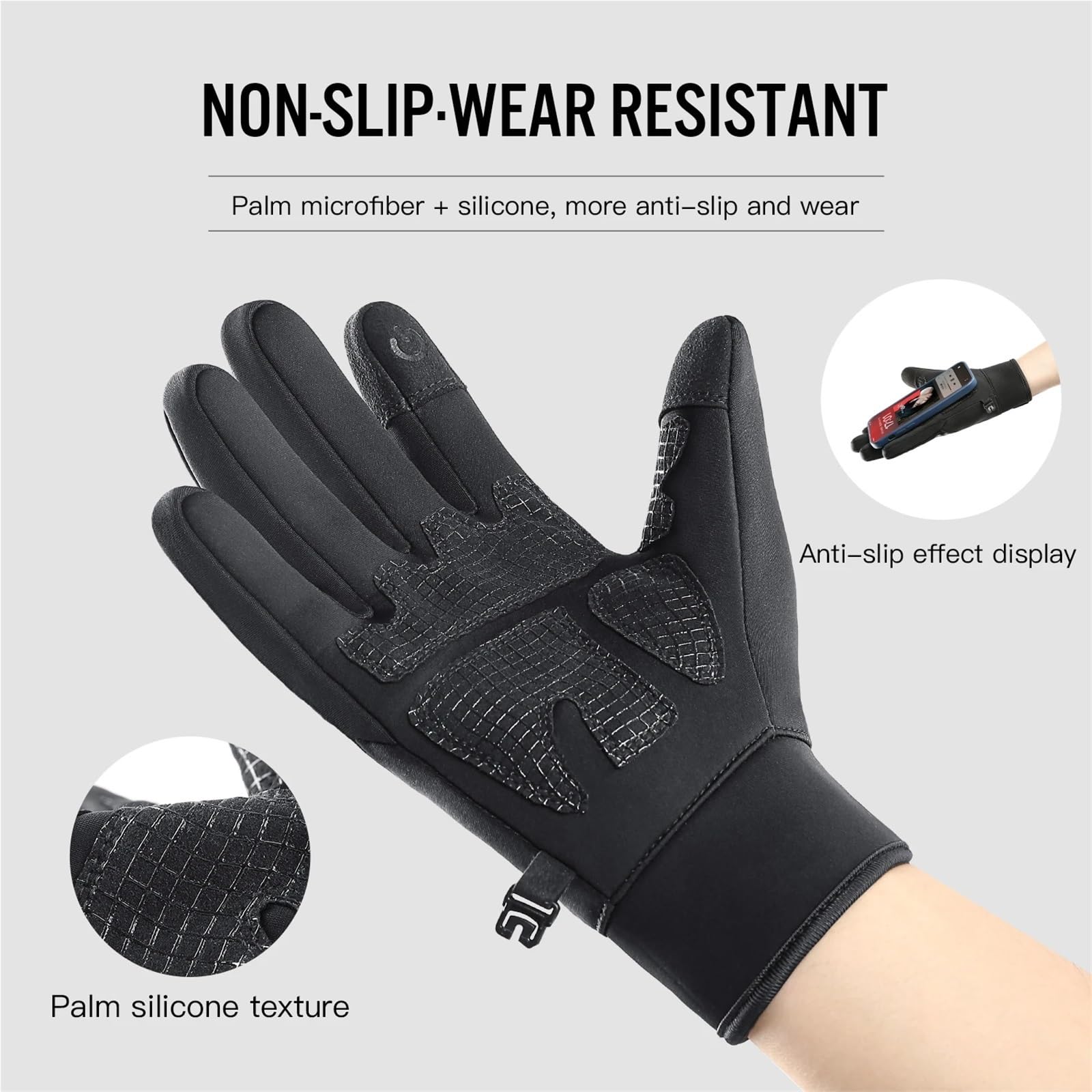Gants d'escalade 3 Paires de Gants d'hiver for Hommes et Femmes, for Cyclisme en Plein air, Escalade, Moto Chaude, Gants de Cyclisme froids, Coupe-Vent, antidérapants pour Escalade(M)