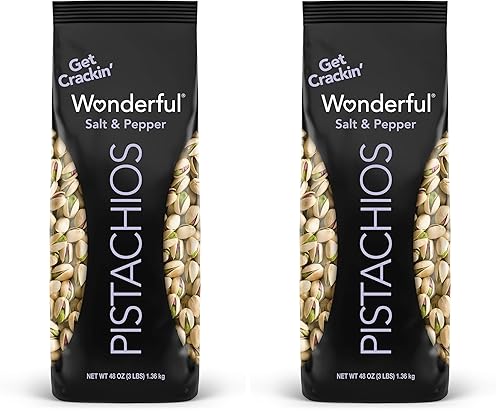 Wonderful Pistachios, In-Shell, nueces de sal y pimienta, 48 onzas (paquete de 2)