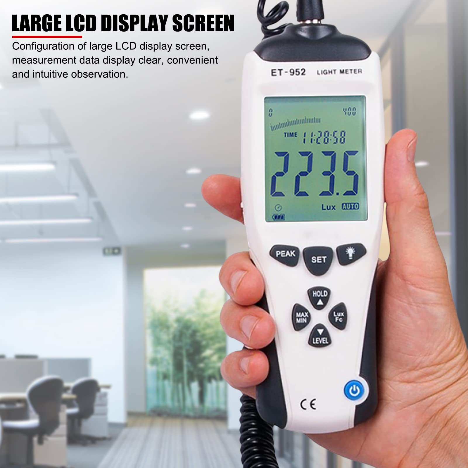 Misuratore di luce digitale, ET-952 Mini portatile LCD ad alta precisione Misuratore di luce digitale Luxmetro Illuminometro Fotometro