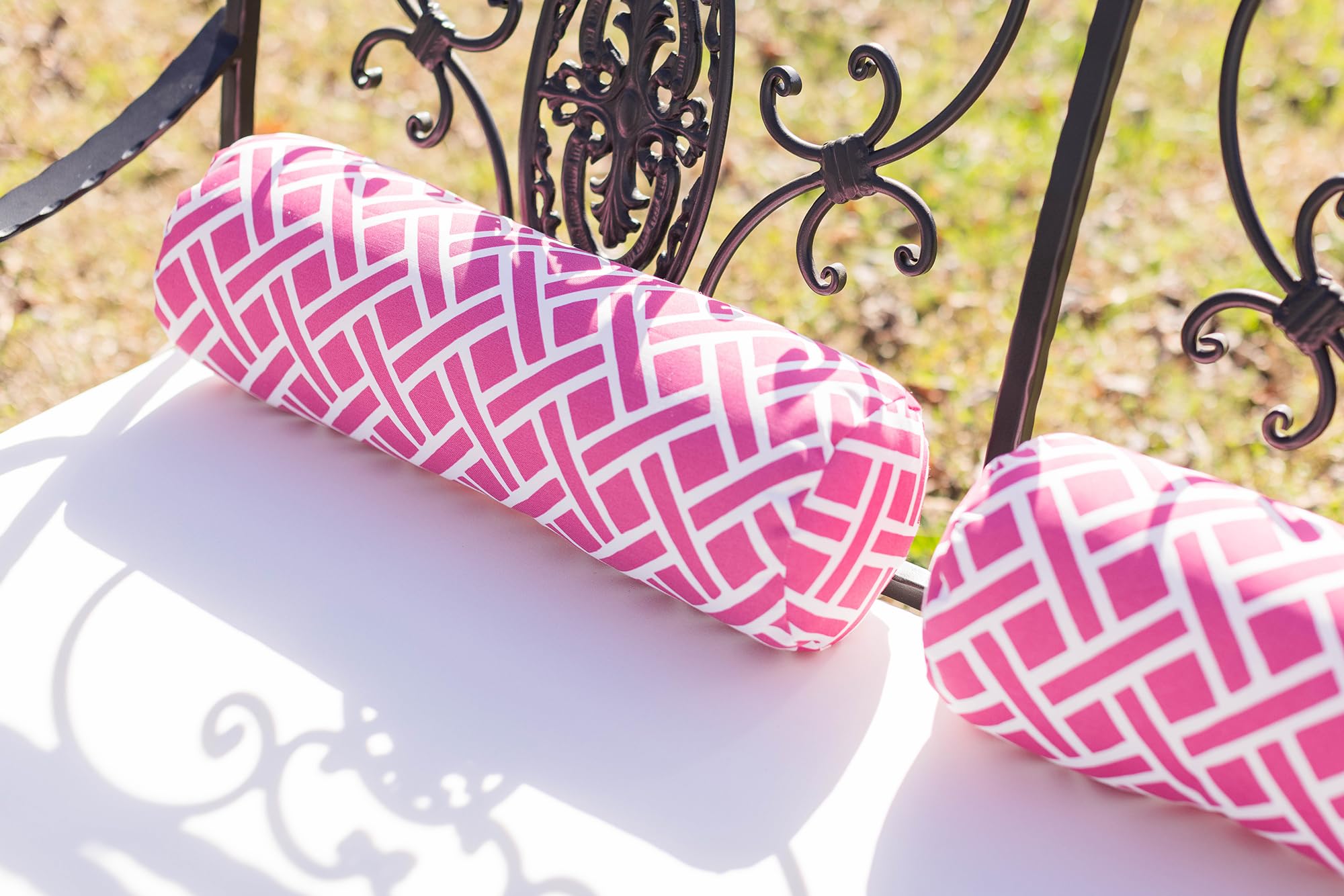 RSH Décor: Set of 2 Neck Roll Throw Pillows | Indoor/Outdoor All Weather Polyester Fabric | Decorative Accent Cushions for Patio Furniture | Reversible | 20” x 6