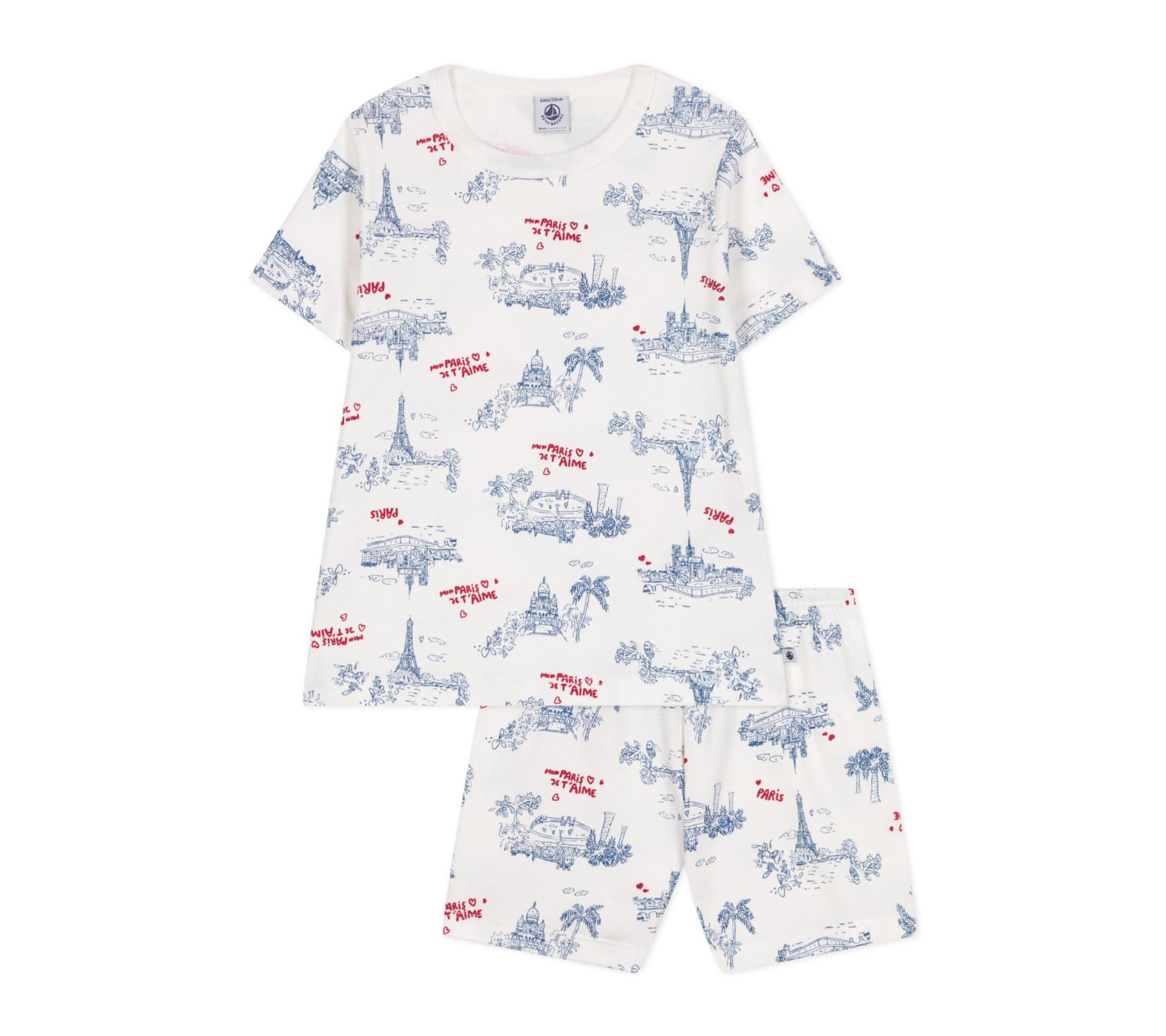 Petit Bateau Boy's A0cul Pyjacourt, White/Multicolor, 6 years
