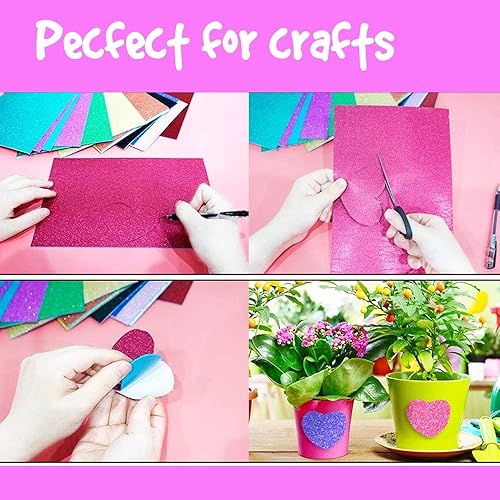 Miniatura 6 de Hojas de espuma plateada con purpurina para hacer manualidades, 10 paquetes de papel EVA grueso, papeles adhesivos para proyectos escolares, 11.8 x