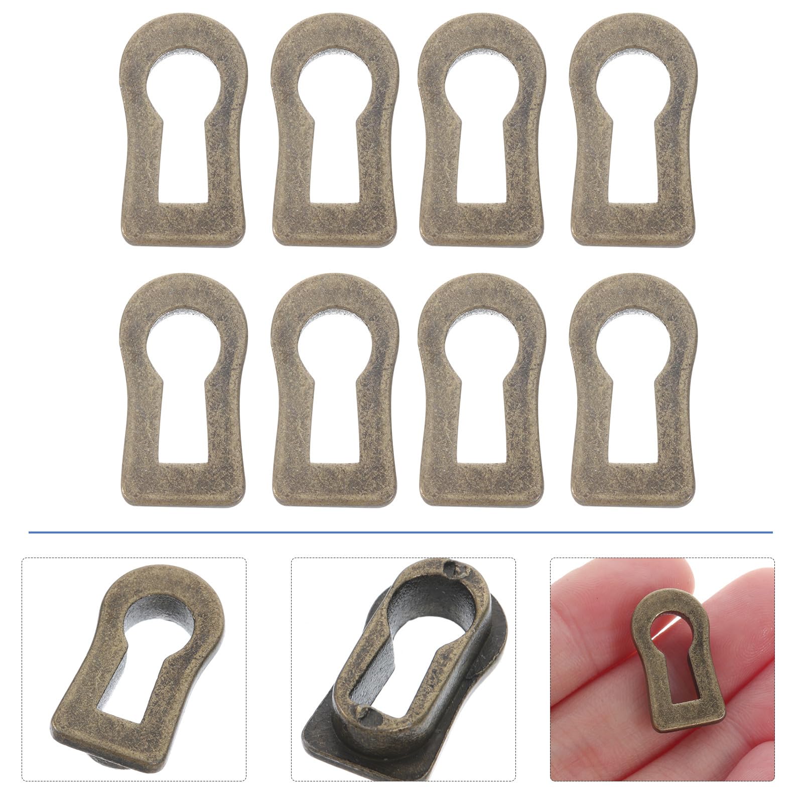 10 coperture decorative in lega di zinco bronzo anticato per buchi della serratura, 22 x 12 x 7 mm, per cassettiera, riparazione e restauro