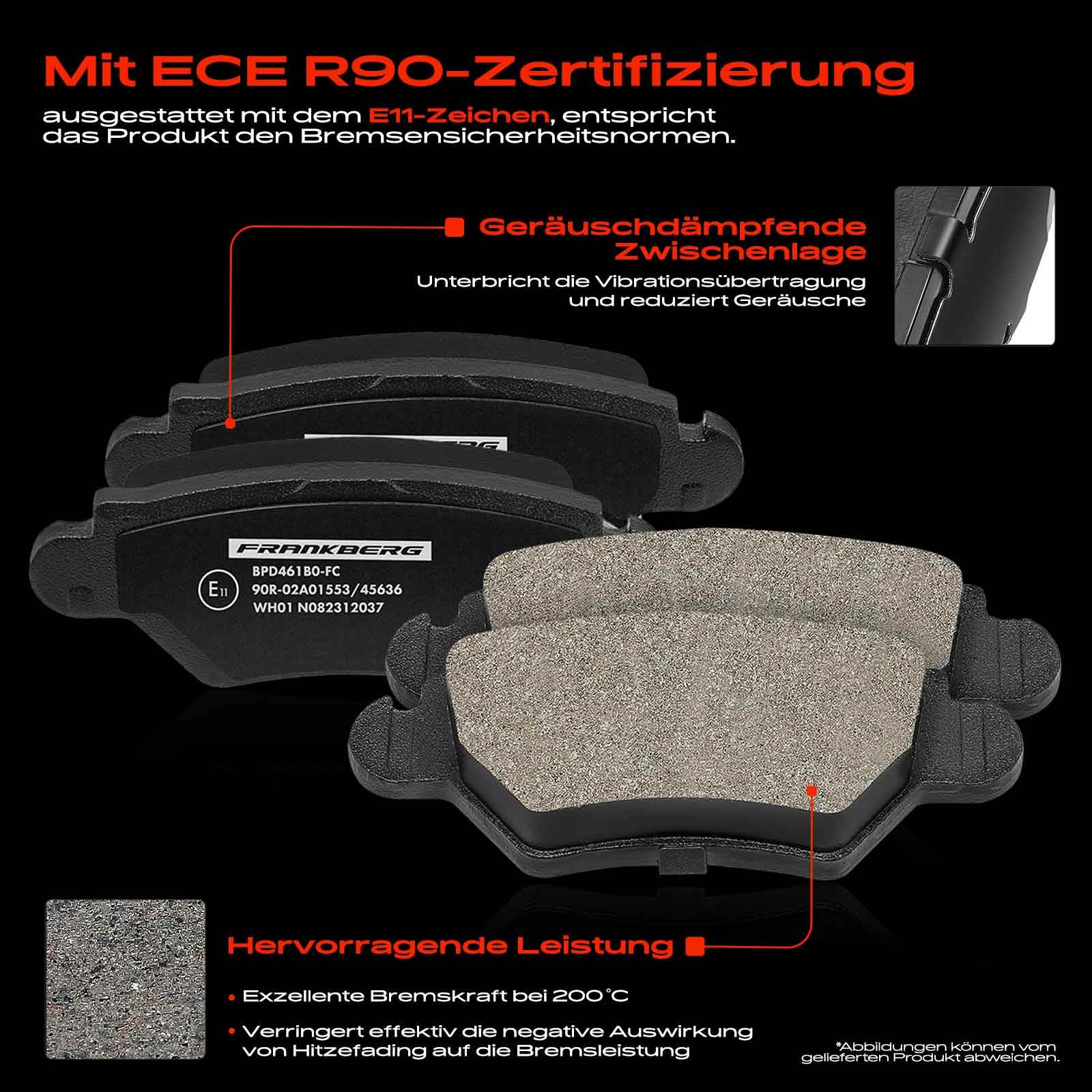 Frankberg Bremsensatz inkl. 2x Bremsscheiben + 4x Bremsbeläge Hinten Kompatibel mit Zafira A MPV T98 Astra G CC T98 Astra G CaR.A.Van T98 Cabriolet Replace# 9193251