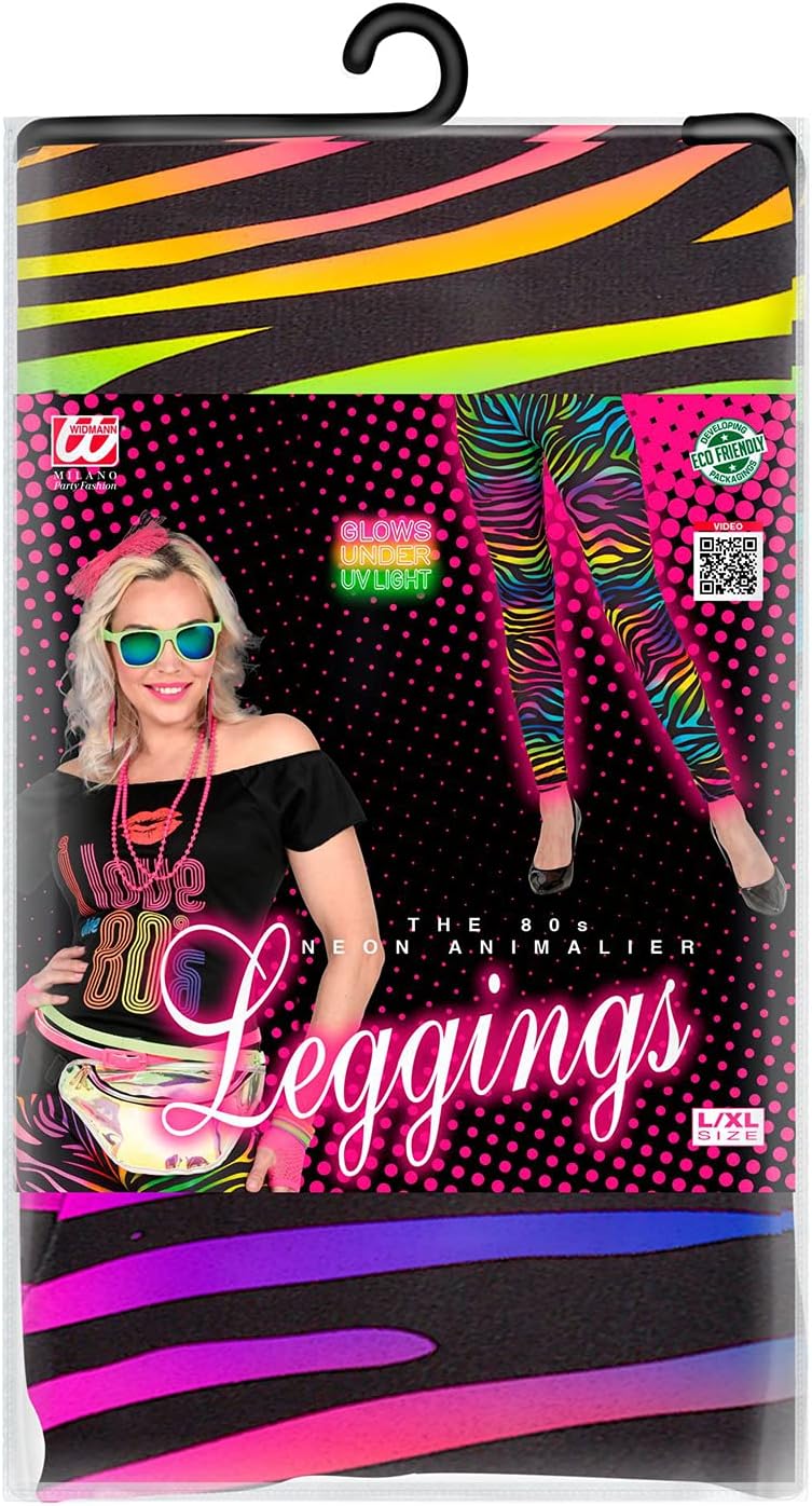 W WIDMANN MILANO Party Fashion - 80s leggings, 80s, disco fever, bad taste, striped pattern, theme party, carnival