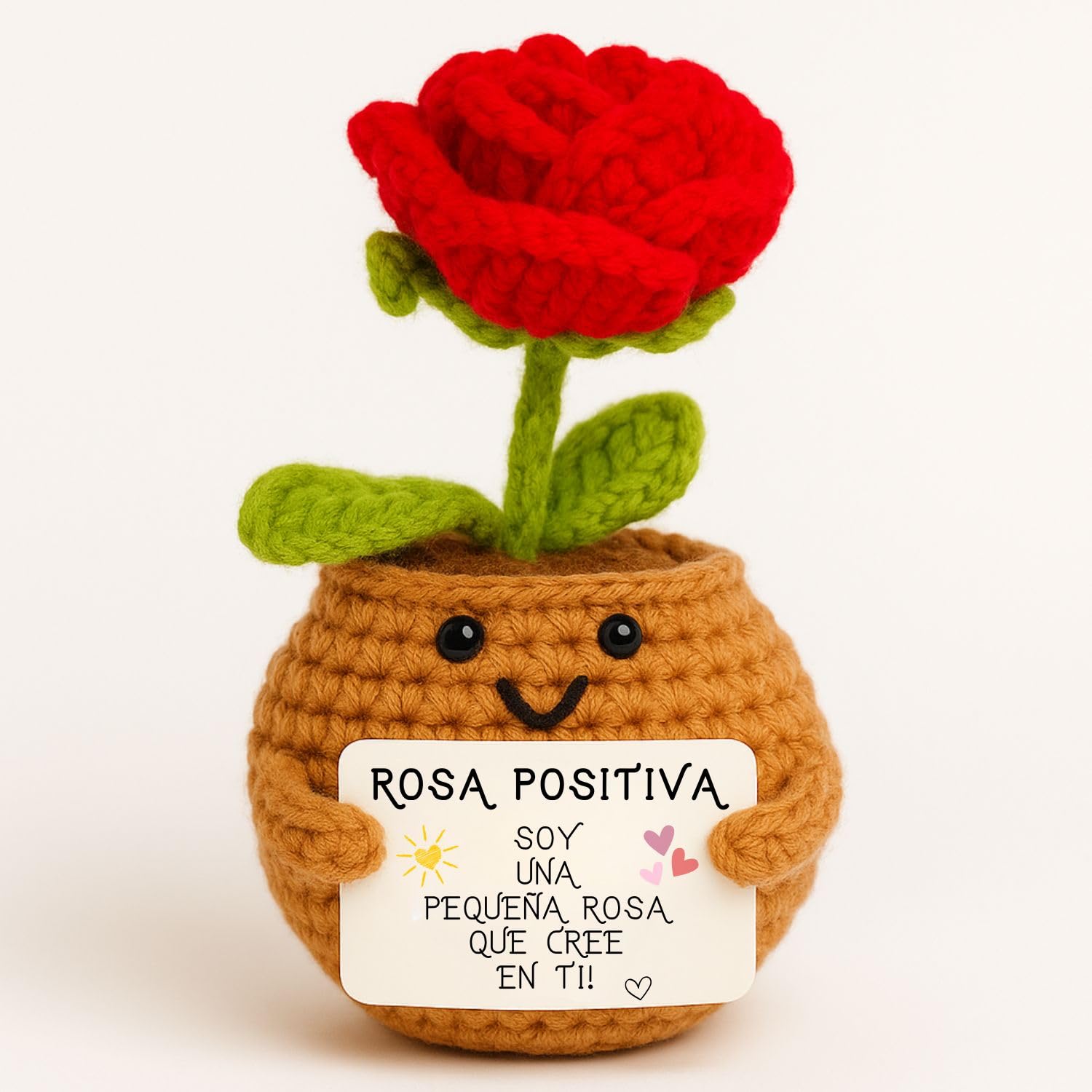 Rosa Roja Positiva | Regalo Original para Mujer & Pareja | Dia de la Madre Cumpleanos Mama Novia Amiga Companera|Sorpresa Romantica Emocional para Ella | Flor Eterna Decorativa | Decoracion Hogar Cute