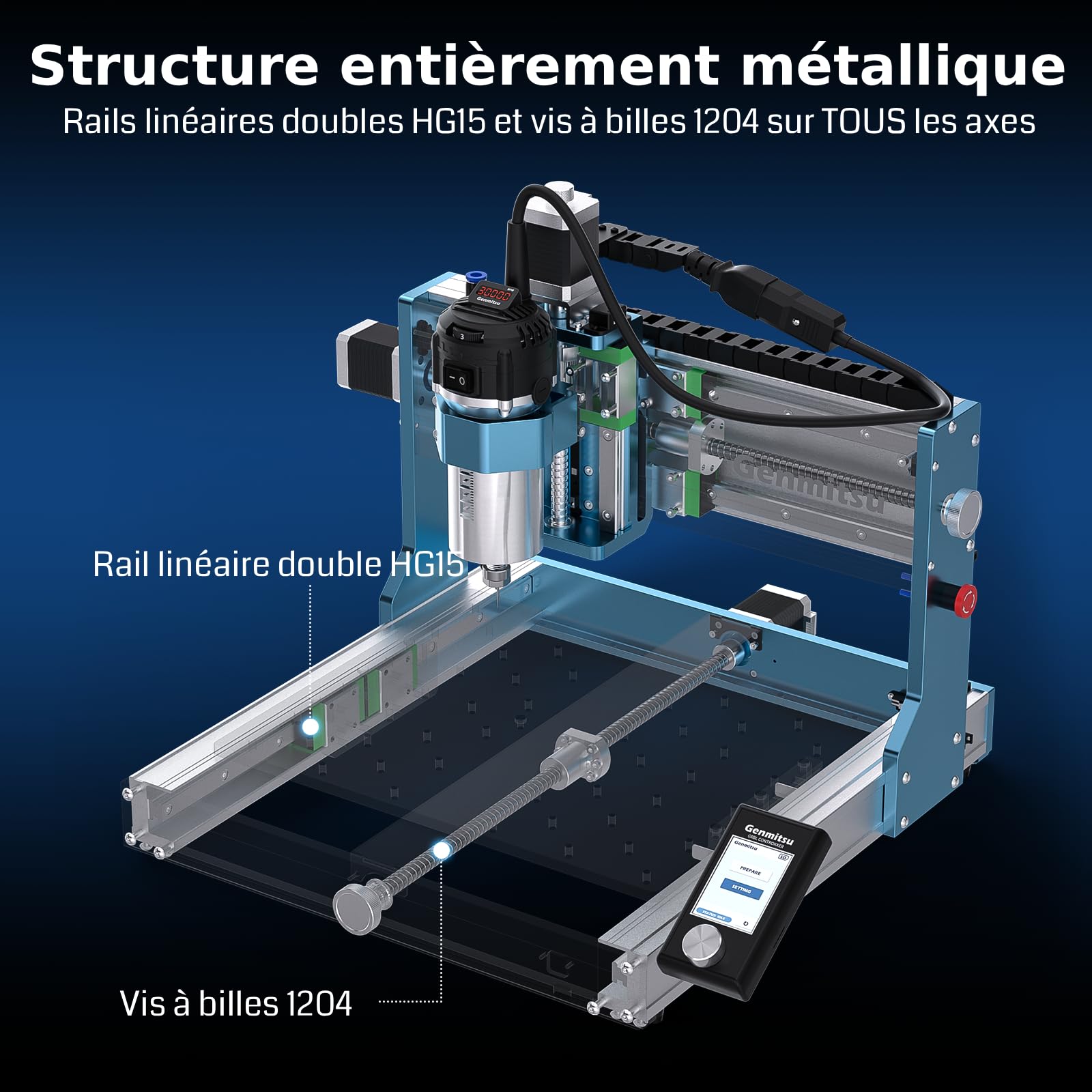 Macchina fresatrice CNC Genmitsu 3030-PROVer Ultra+ABS Dust Shoe, incisore CNC interamente in metallo con potente mandrino da 710 W