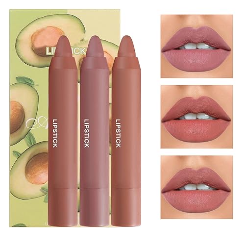 Miniatura 1 de Juego de 3 lápices labiales mate color nude, lápiz labial mate de larga duración para mujeres, juego de brillo labial nutritivo para mujeres, juego