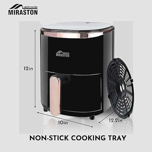 Miniatura 6 de Freidora de aire compacta de 3.6 cuartos de galón, freidoras de aire redondas para 1-3 personas, con bandeja para hornear, pantalla digital con 9