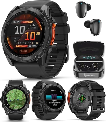 Miniatura 23 de Wearable4U Garmin Fenix 8 – 2 pulgadas, reloj inteligente multideporte GPS AMOLED, zafiro, titanio con banda de silicona naranja brillante/grafito,
