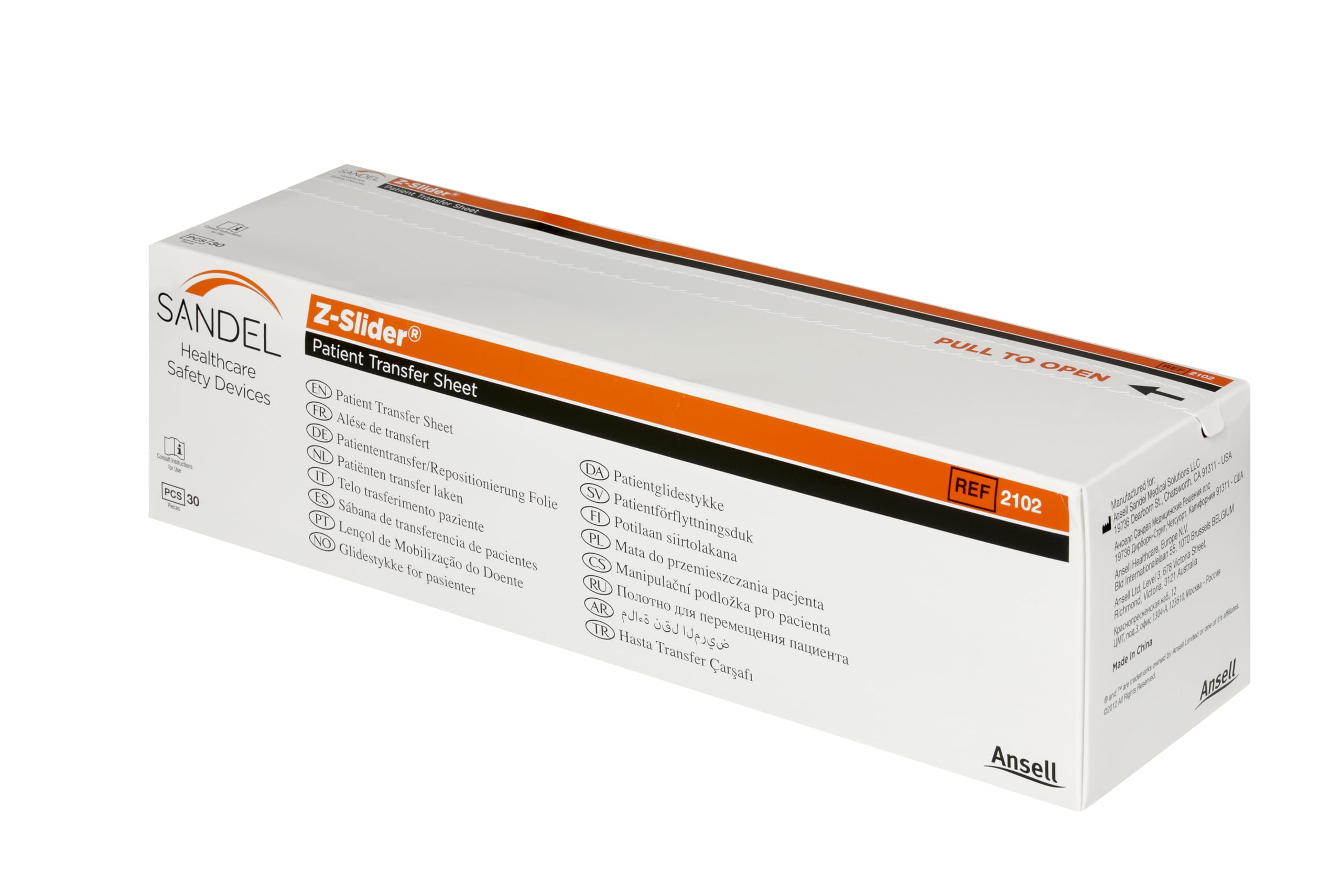 Ansell Z-SLIDER Lenzuolo per Trasferimento del Paziente confezionato per Supporto da Parete Punto d'Uso, (60 pezzi)