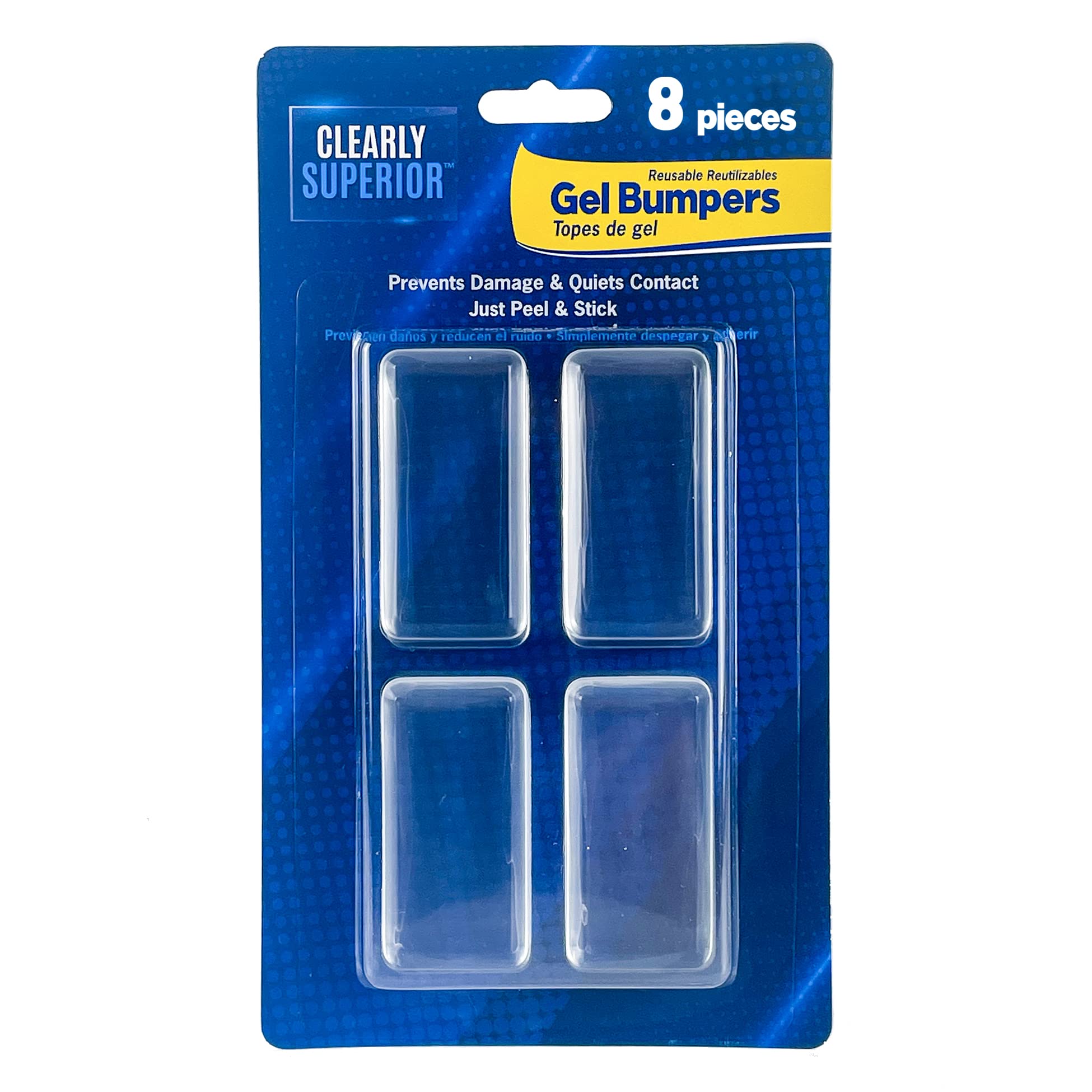 Clearly Superior Multi-Use Bumper Guards, Med 8 Pack Rectangle 2" x 1" x .2", Protects & Quiets Contact from Furniture, Doors