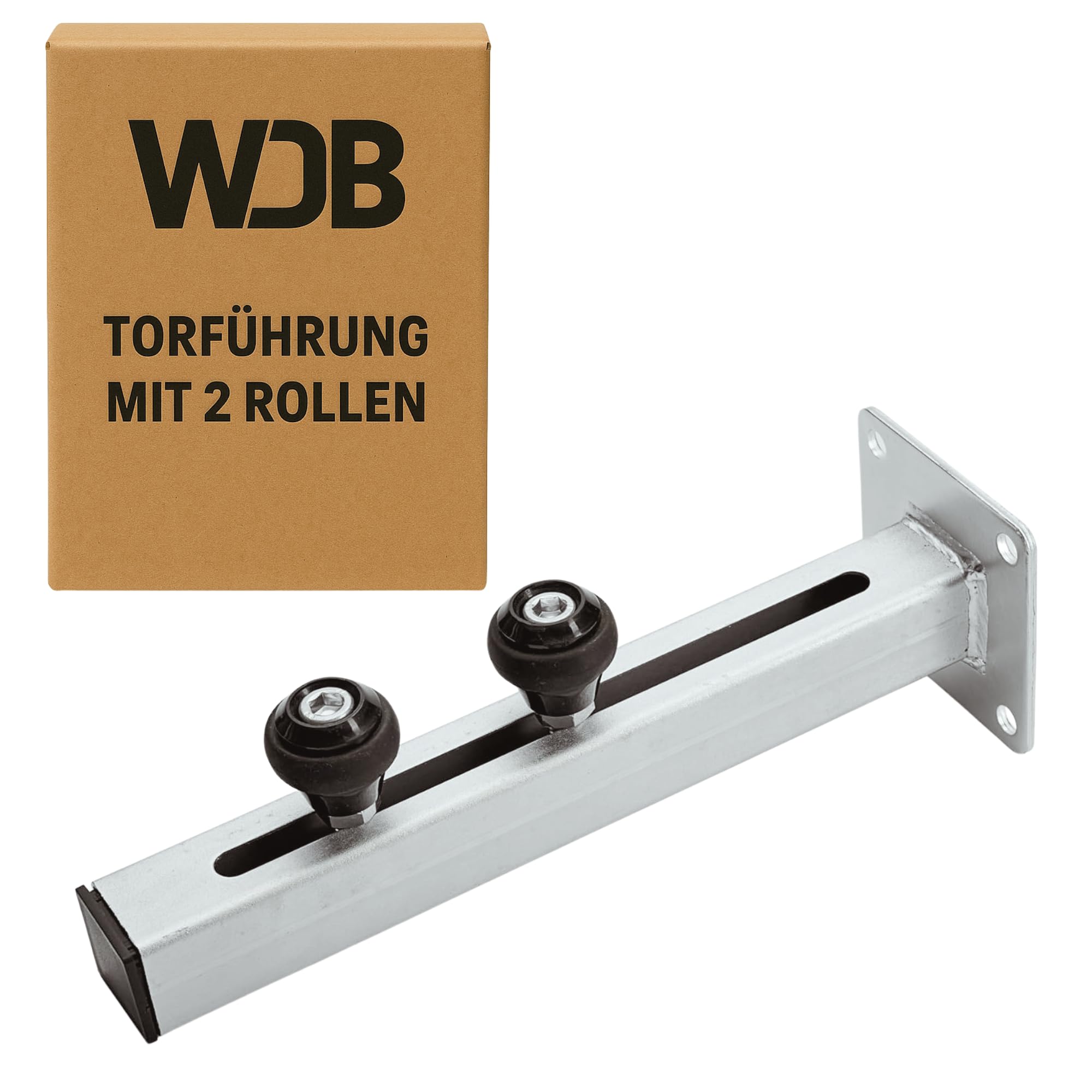 WDB – Guida superiore regolabile per cancelli scorrevoli – stabile guida a rulli in acciaio zincato con 2 ruote in gomma – corsa silenziosa e sicura, resistente alle intemperie