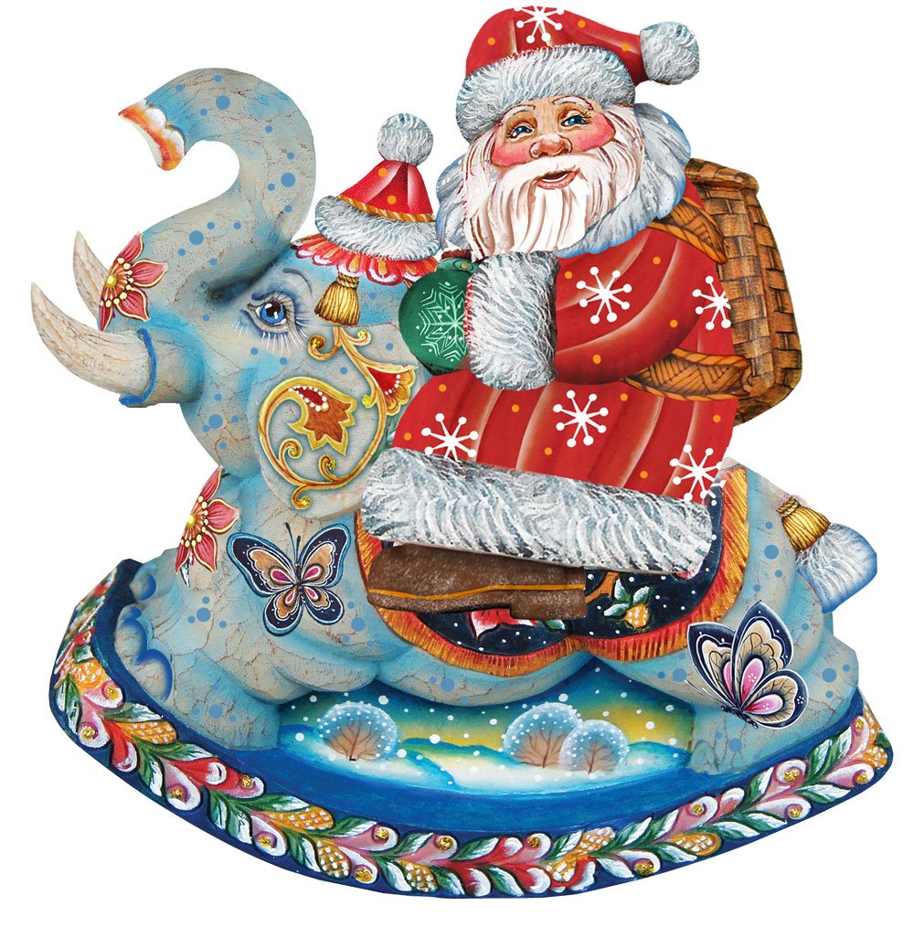 G. Debrekht Santa On Elephant Deco Ornament