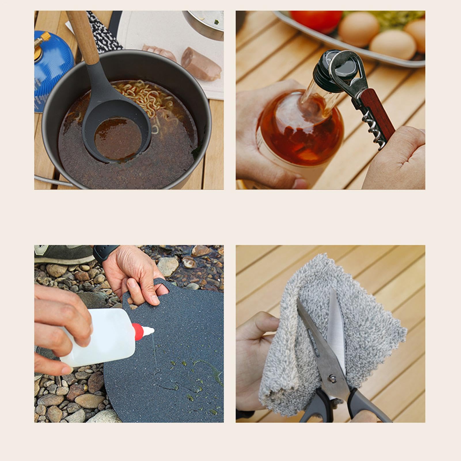 Przeno?ny zestaw narz?dzi kempingowych, 12 sztuk przyborów kuchennych kempingowych, zestaw do podró?y garnków kempingowych piknik ?wie?ym powietrzu, camping, grill i imprezy rodzinne
