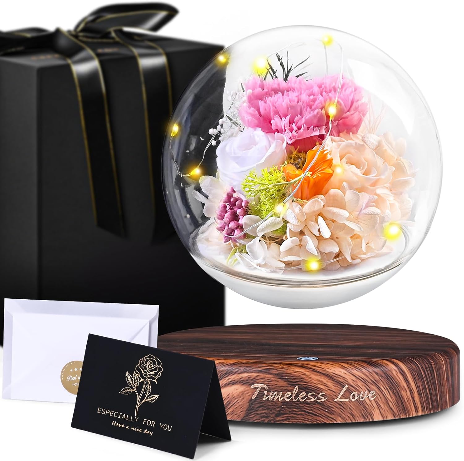 ASPMIZ Mothers Day Magnetic Levitation Forever Flower - Mothers Day Gifts 2026 with LED Light Rotating Flower Sphere, Luxury Mother Day Flowers Gifts Box with Card for Mom Daughter Wife Grandma