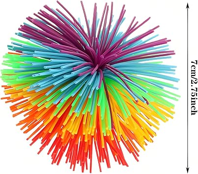 Stress Ball for Adults, Monkey Stringy Balls, Rainbow Colourful Pom Ball