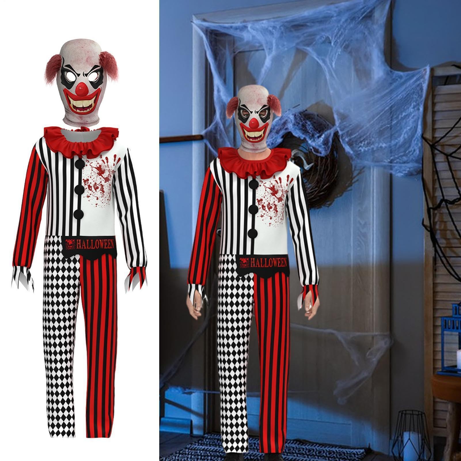 Halloweenowy Kostium Klauna Przerażające Świąteczne Przebranie | Kombinezon Postaci Klauna Na Straszne Przyjęcie W Nawiedzonym Domu Scenę Cosplay Wydarzenie Fotografię Dla Chłopców