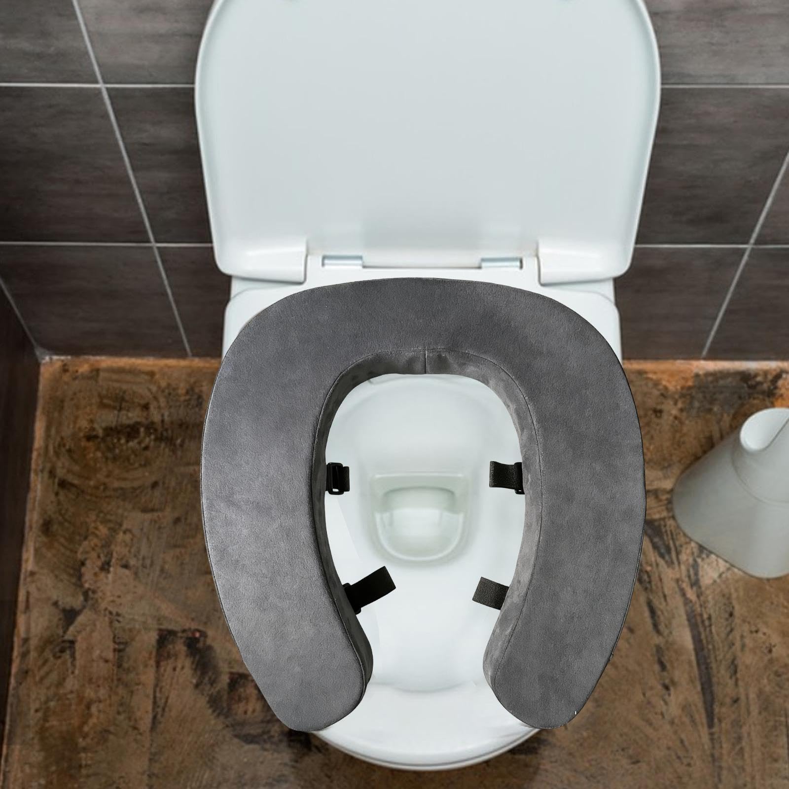 Baoblaze Cuscino per sedile WC rialzato, coprisedile WC più spesso, imbottito in spugna, riutilizzabile, universale, sollevatore rialzato per appartamento, Grigio
