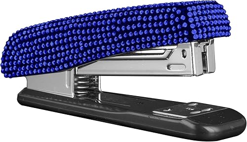 Grapadora de escritorio de oficina con diamantes brillantes, hecha a mano, artículos de papelería de moda para oficina, escuela, hotel, hogar (color