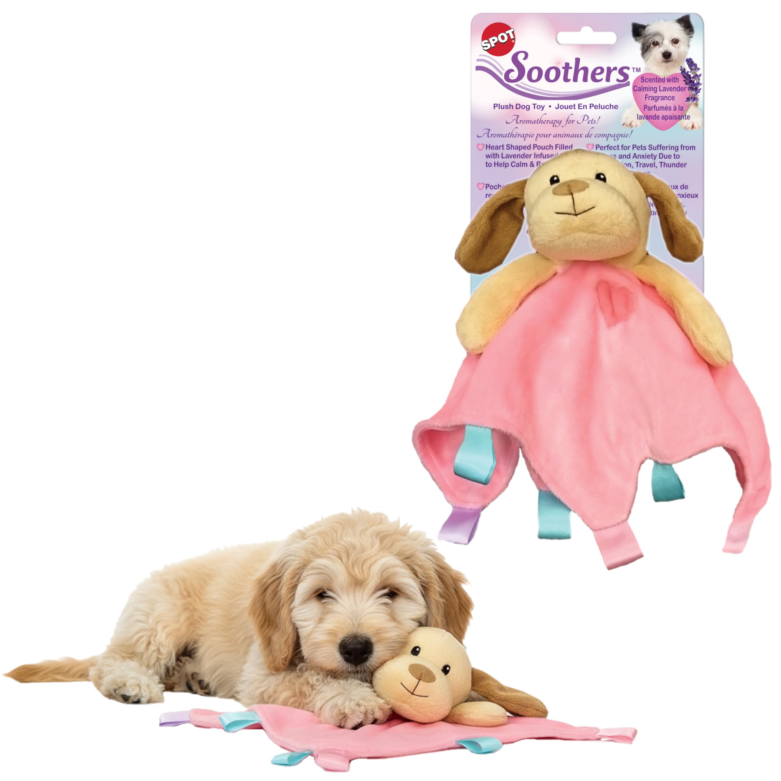 SPOT Soothers Lil Plush Blanket Dog Toy - 10in Soft Cuddle Blanket with Squeaker &amp; Crinkle, Anxiety Relief &amp; Sleep Aid for Small Dogs - 1 of 3 Animal Styles, Sent at Random