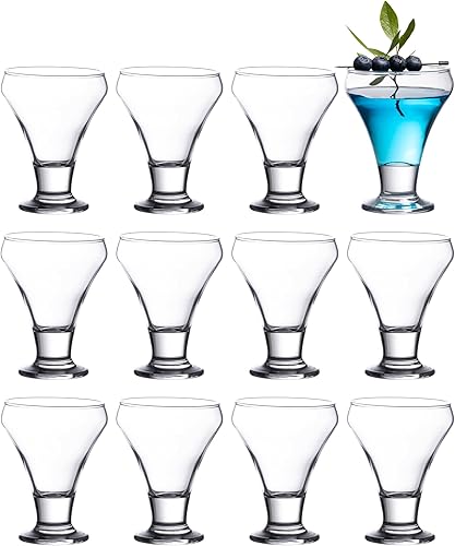 Vikko Juego de 12 vasos de cóctel cristalinos de 6 onzas sin tallo elegantes vasos para Martini vodka cóctel